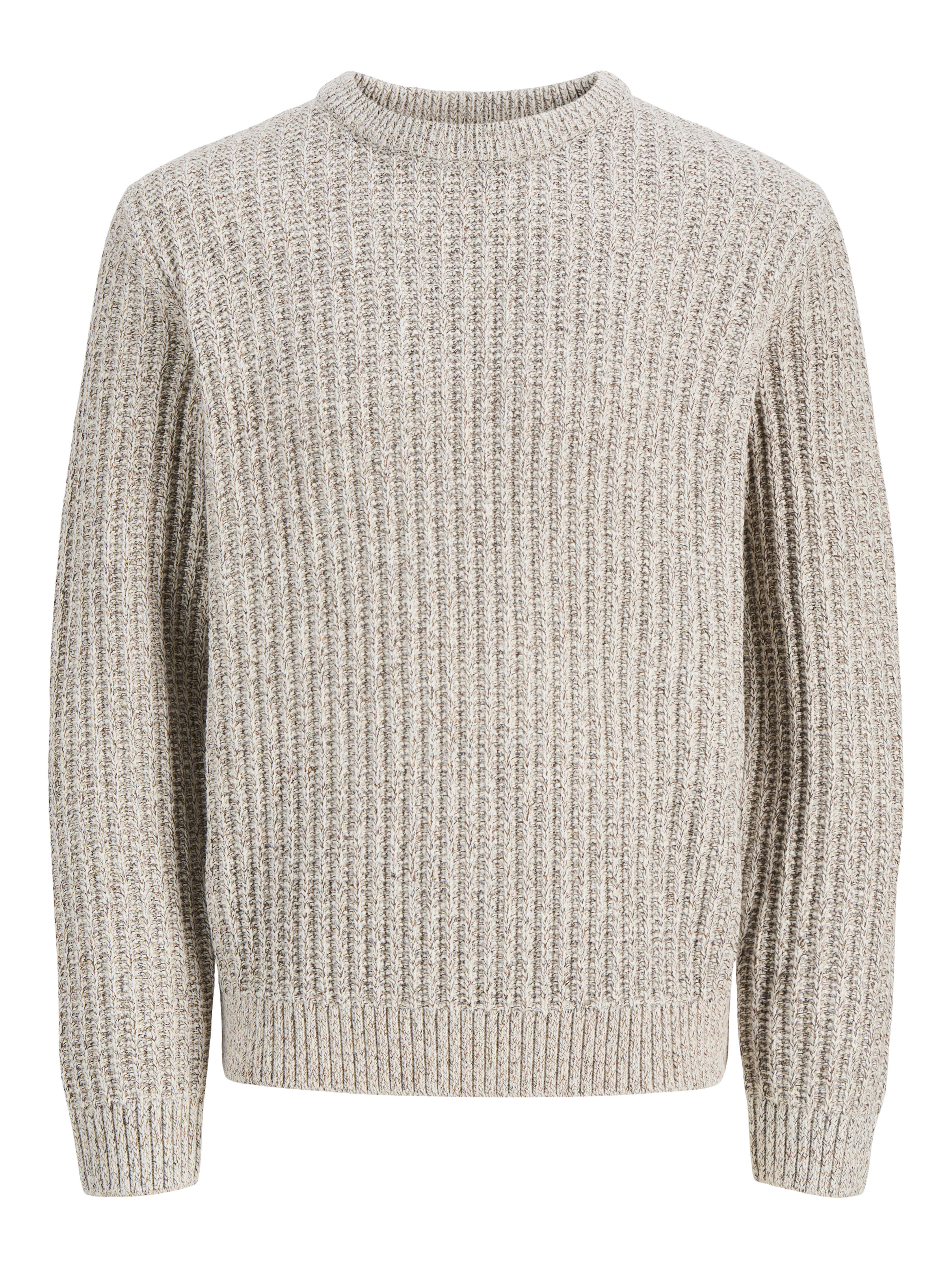 Jack & Jones Herren Neutral Gerippter Pullover Mit Rundhalsausschnitt In Beige Meliert - Bild 5