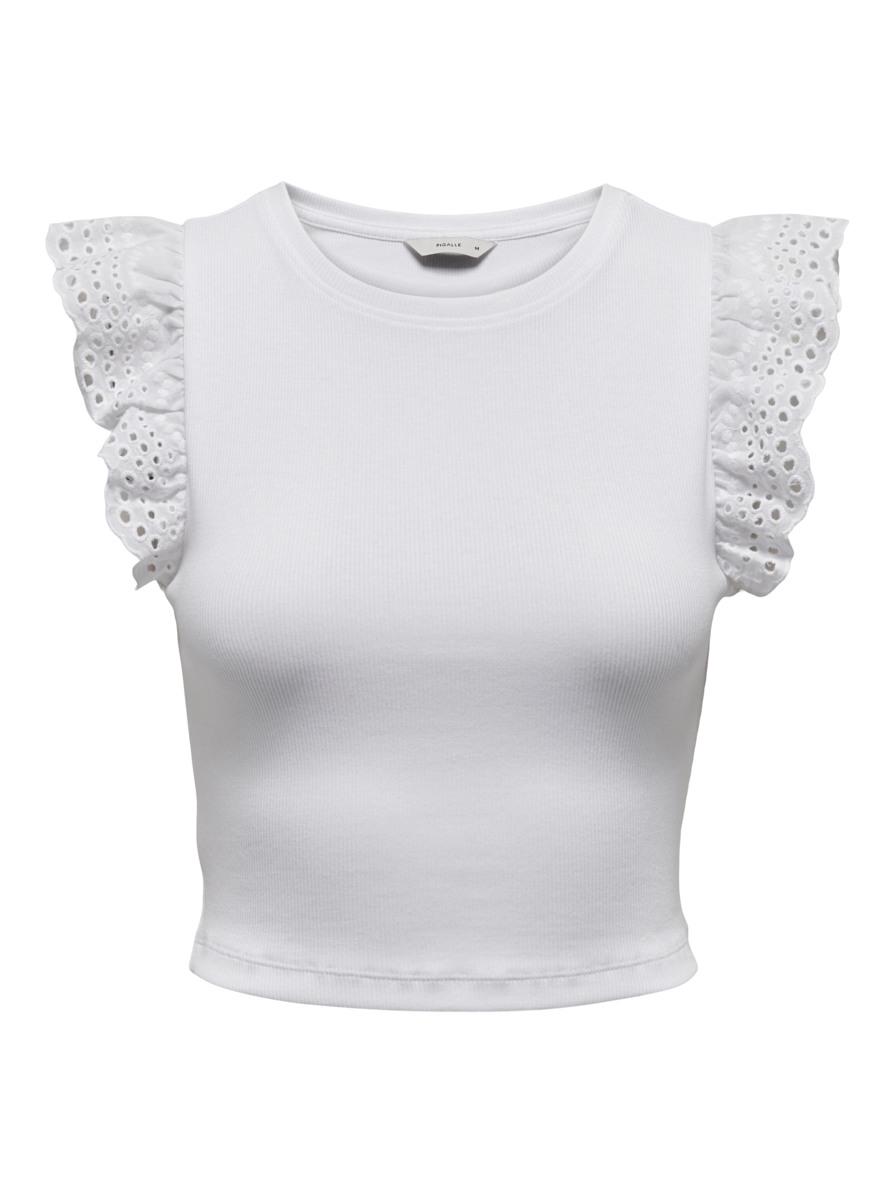 Only - Onlmathilda S/L Lace Detail Top Jrs Noos Cloud Dancer - Gr. - M