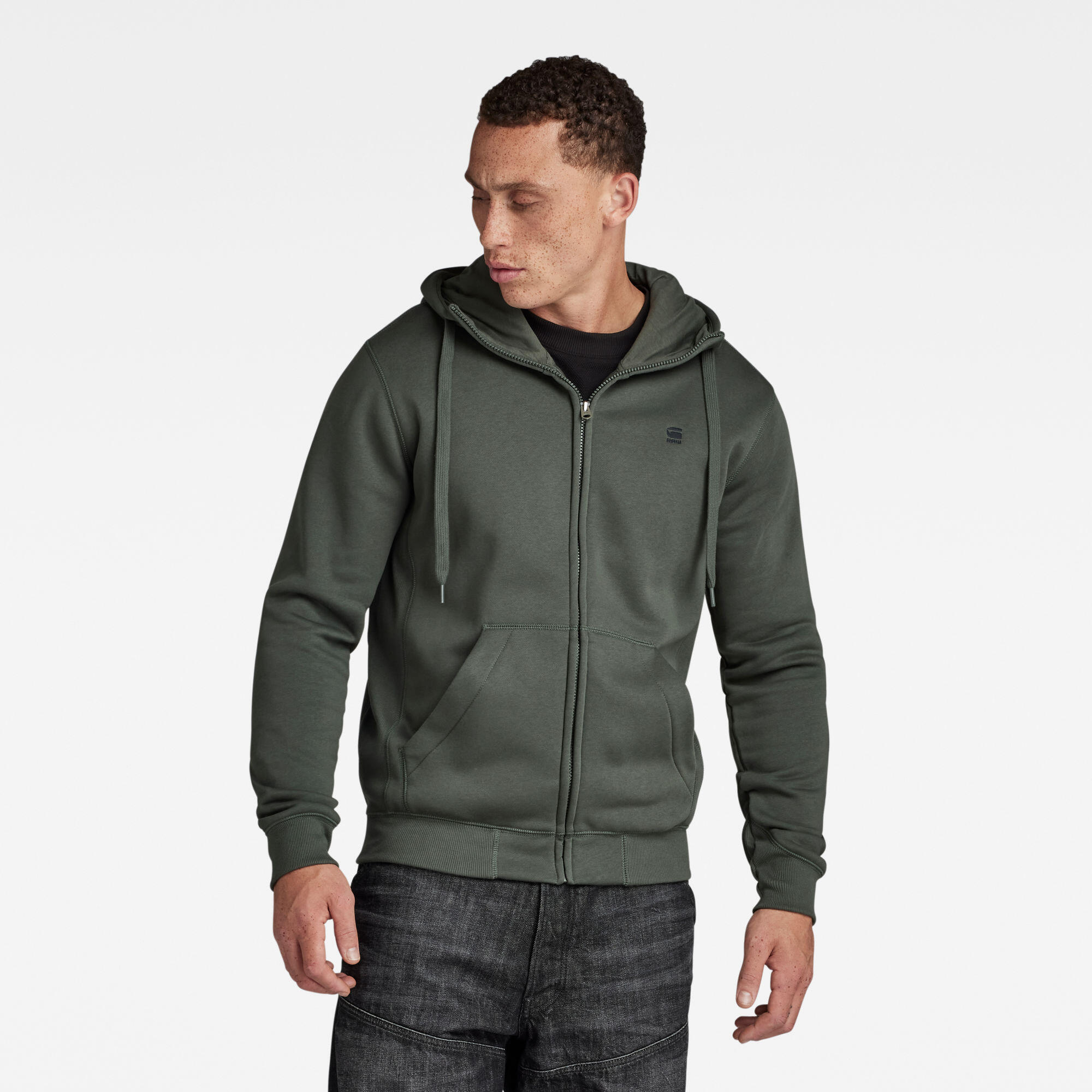 G-Star Raw Herren Dunkelgrau Kapuzensweatjacke G-Star "Premium Basic Hooded Zip Sweater", Gr. Xl, Grau (Graphite), Angeraute Sweatware, Obermaterial: 55% Baumwolle, 45%... - Bild 4