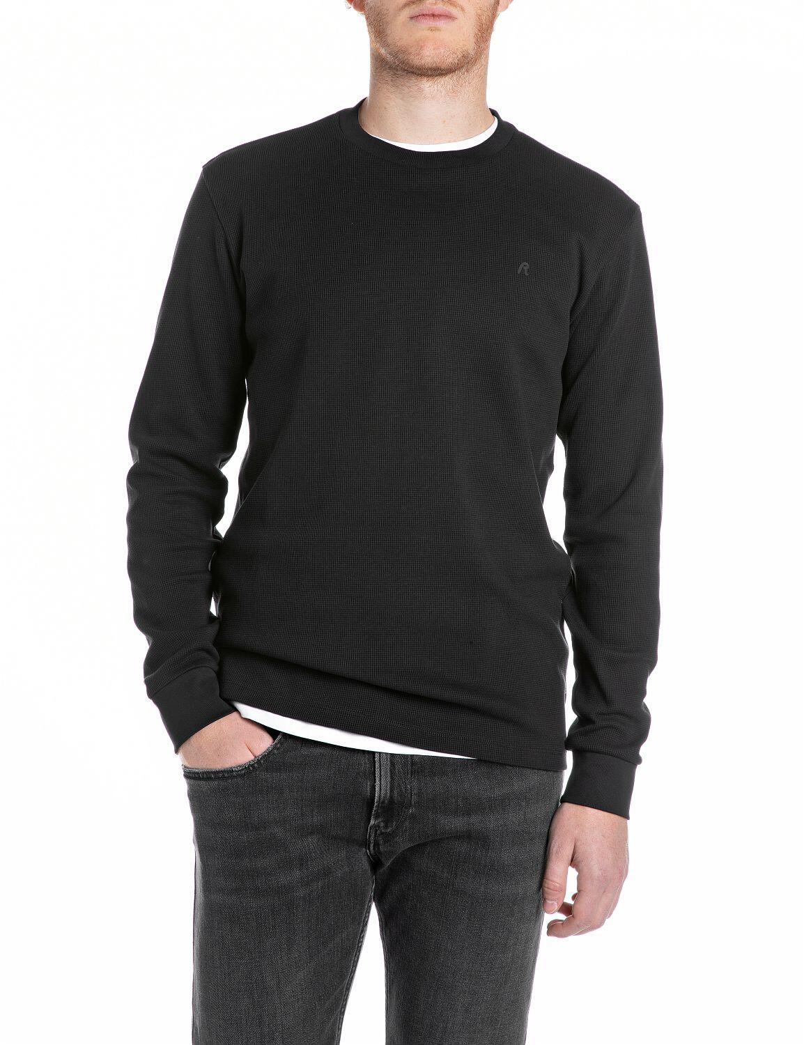 Replay Herren Schwarz Sweatshirt Baumwolle Unifarben - Bild 3