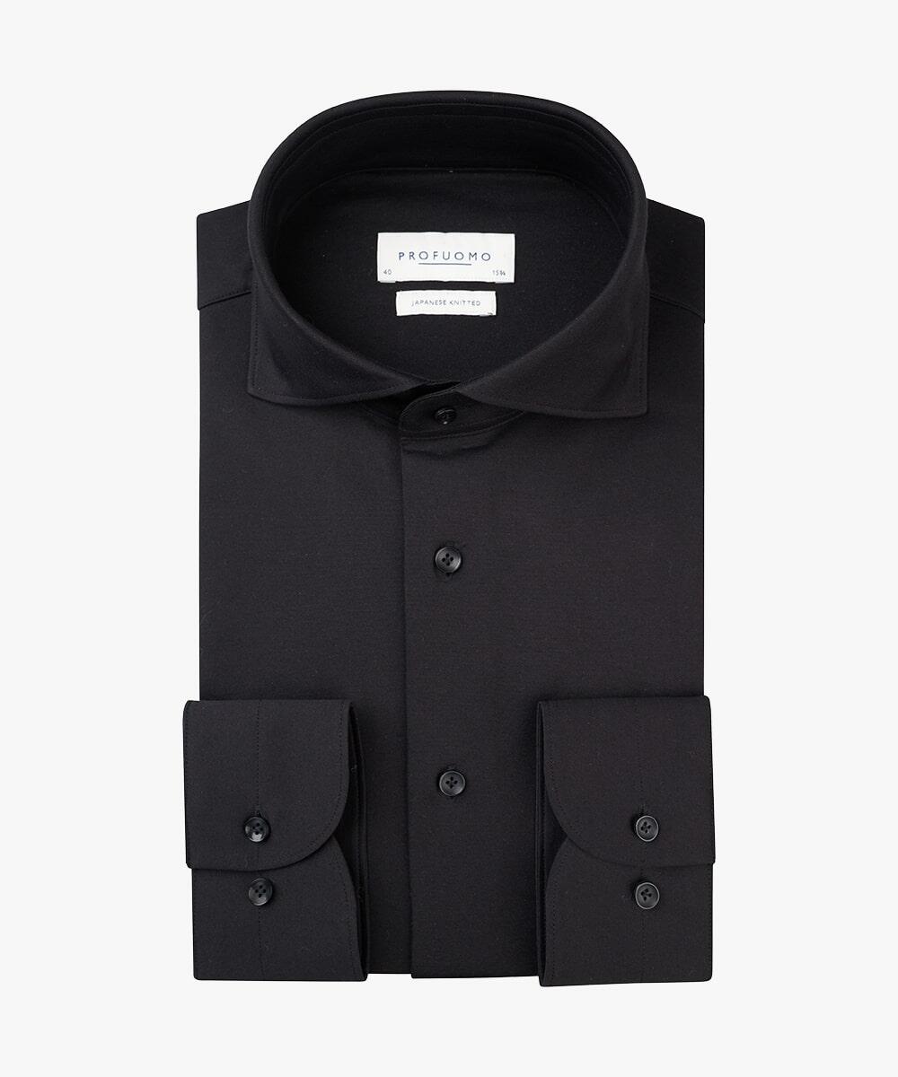 Profuomo Schwarz - Es Japanese Knitted-Hemd - Gr. - 45