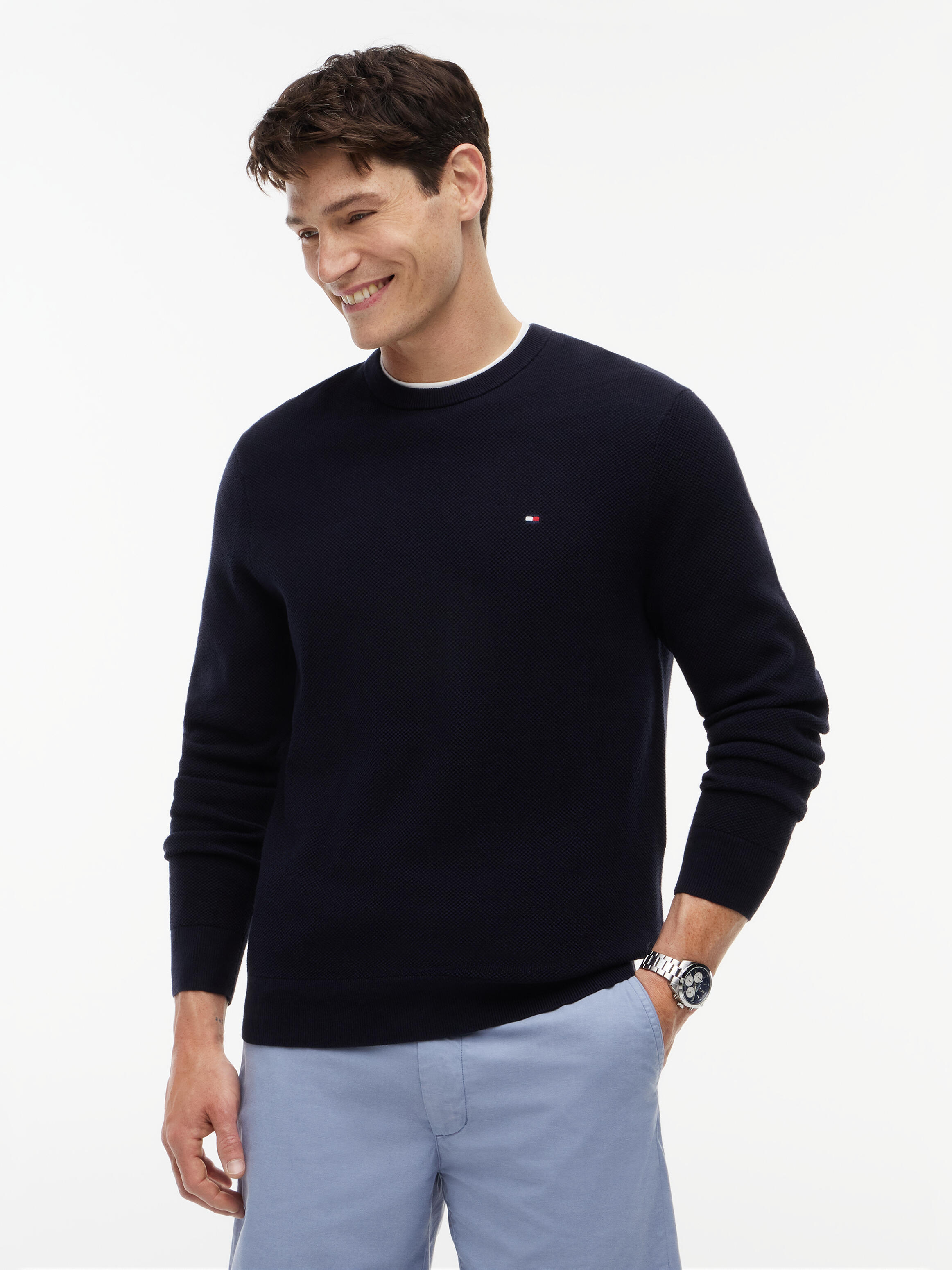 Tommy Hilfiger - Essential Structure Rundhals - Knitwear - Herren - Blau - 2XL - Bild 2