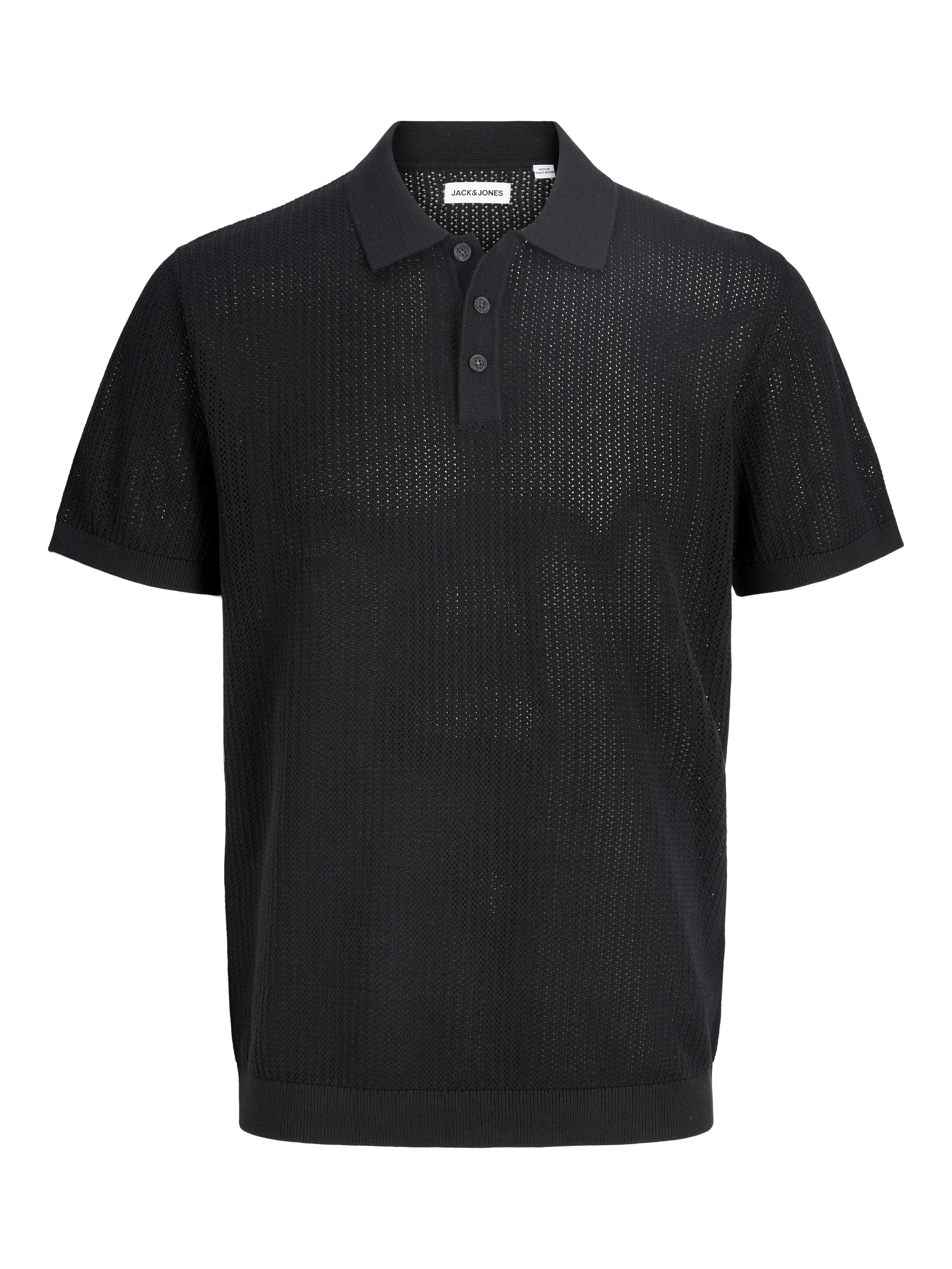 Jack & Jones Jjjess Knit Polo Ss, Black - Bild 3