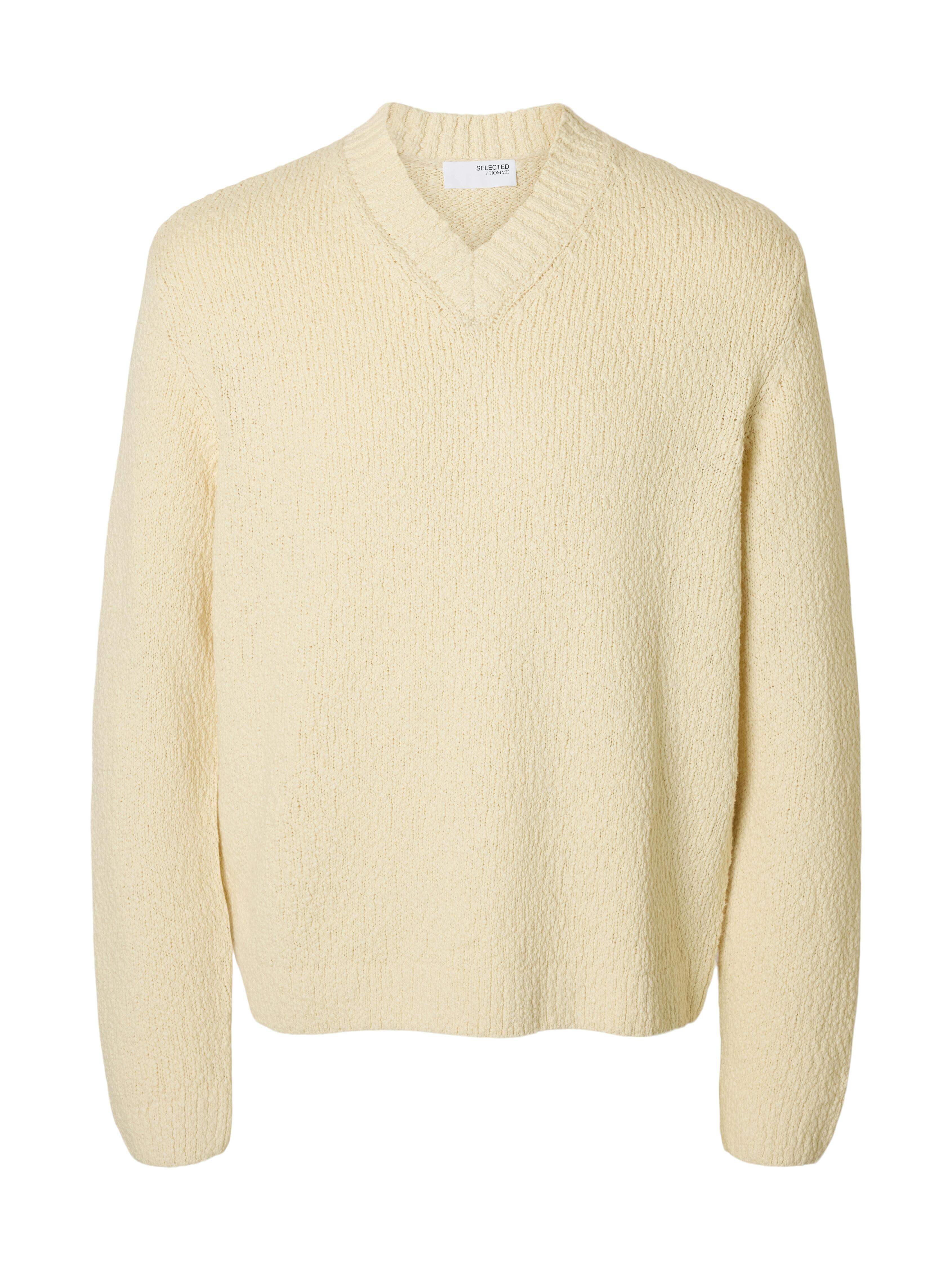 Selected Homme Pullover Herren Baumwolle V-Ausschnitt Offwhite XL - Bild 2