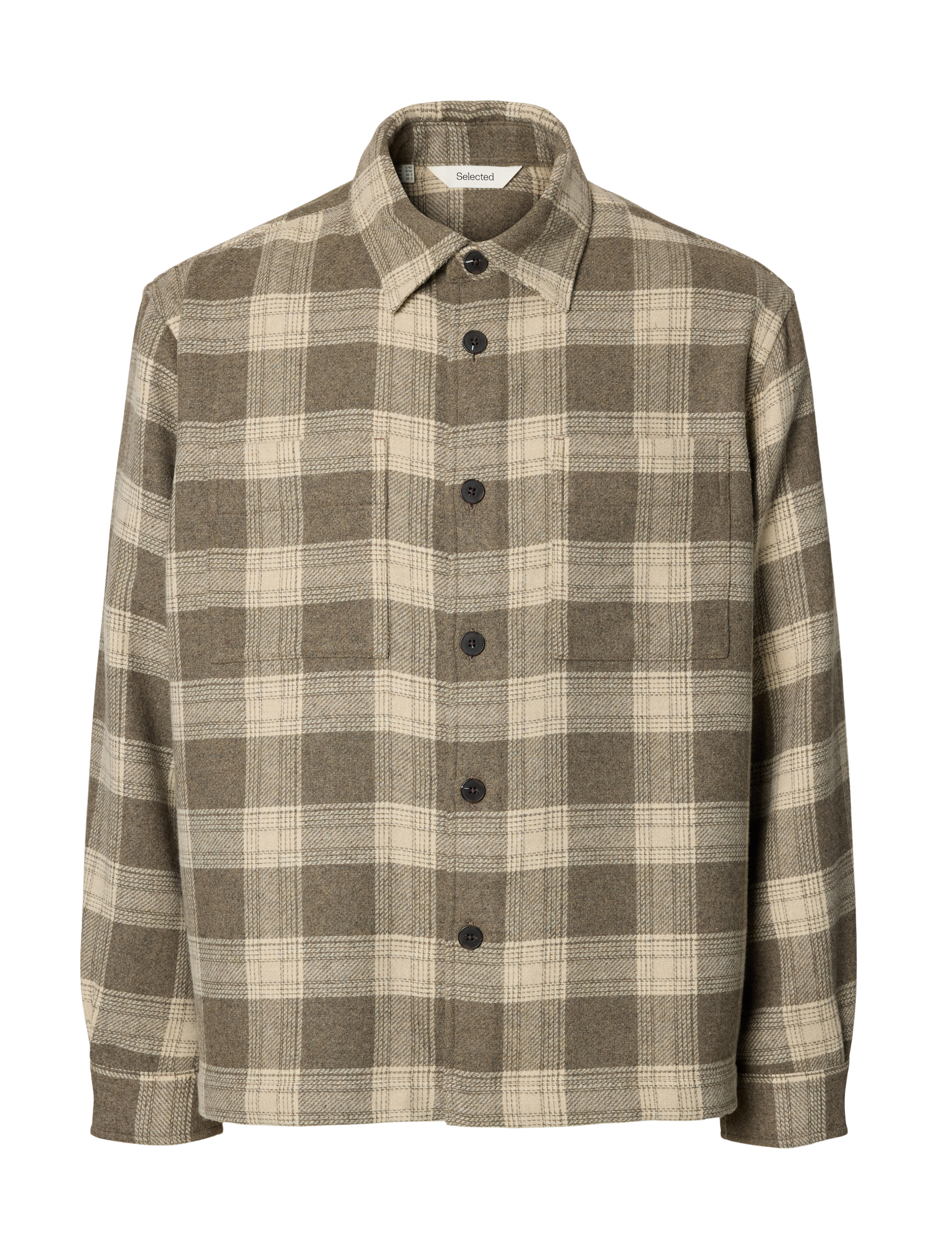 Selected Slmole Pablo Wool Blend Overshirt N, Sky Captain/Egret / Black - Bild 3