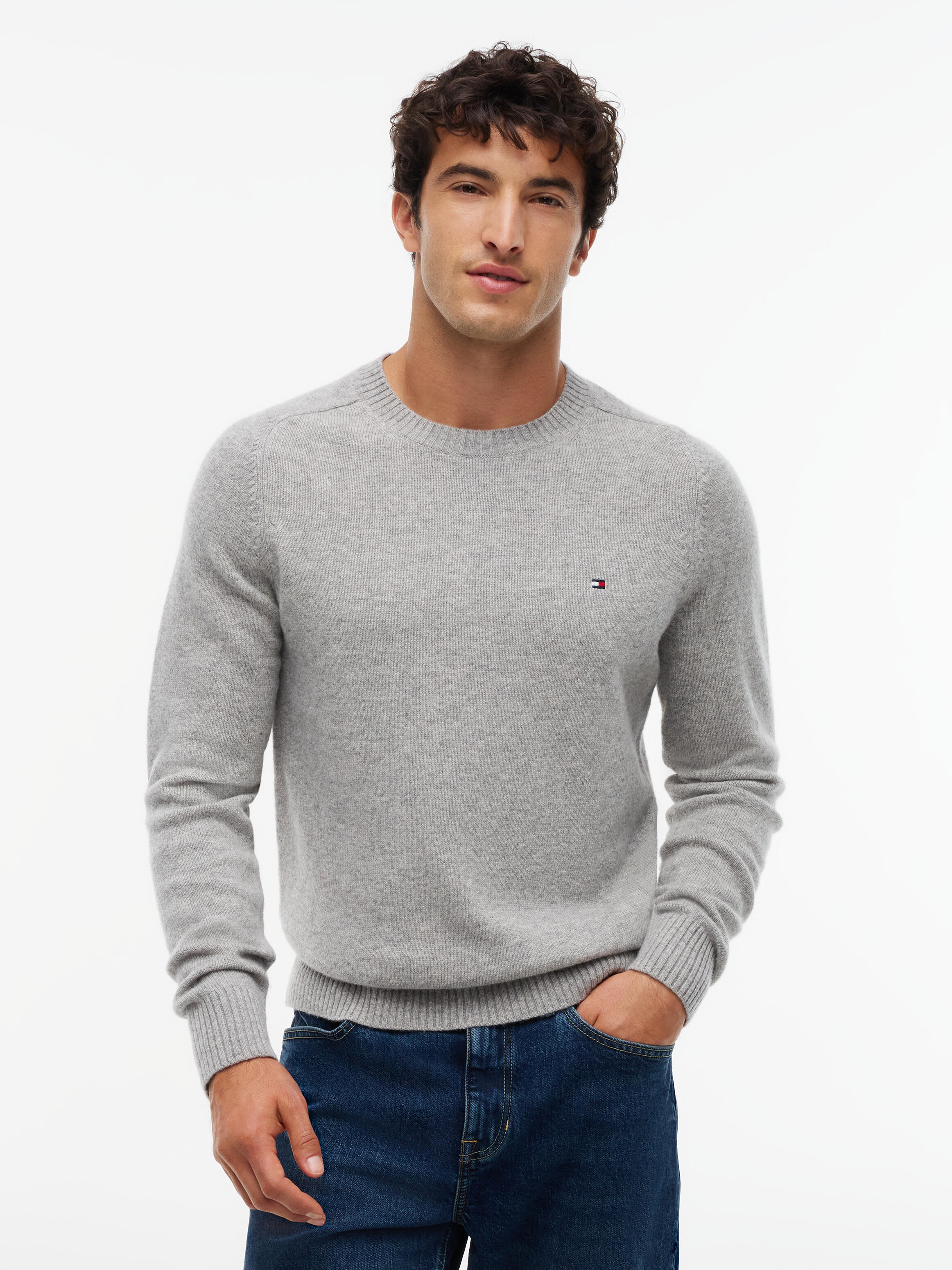 Tommy Hilfiger Menswear (Pvh Group) Lambswool Crew Neck Light Grey Heather - Gr. - S
