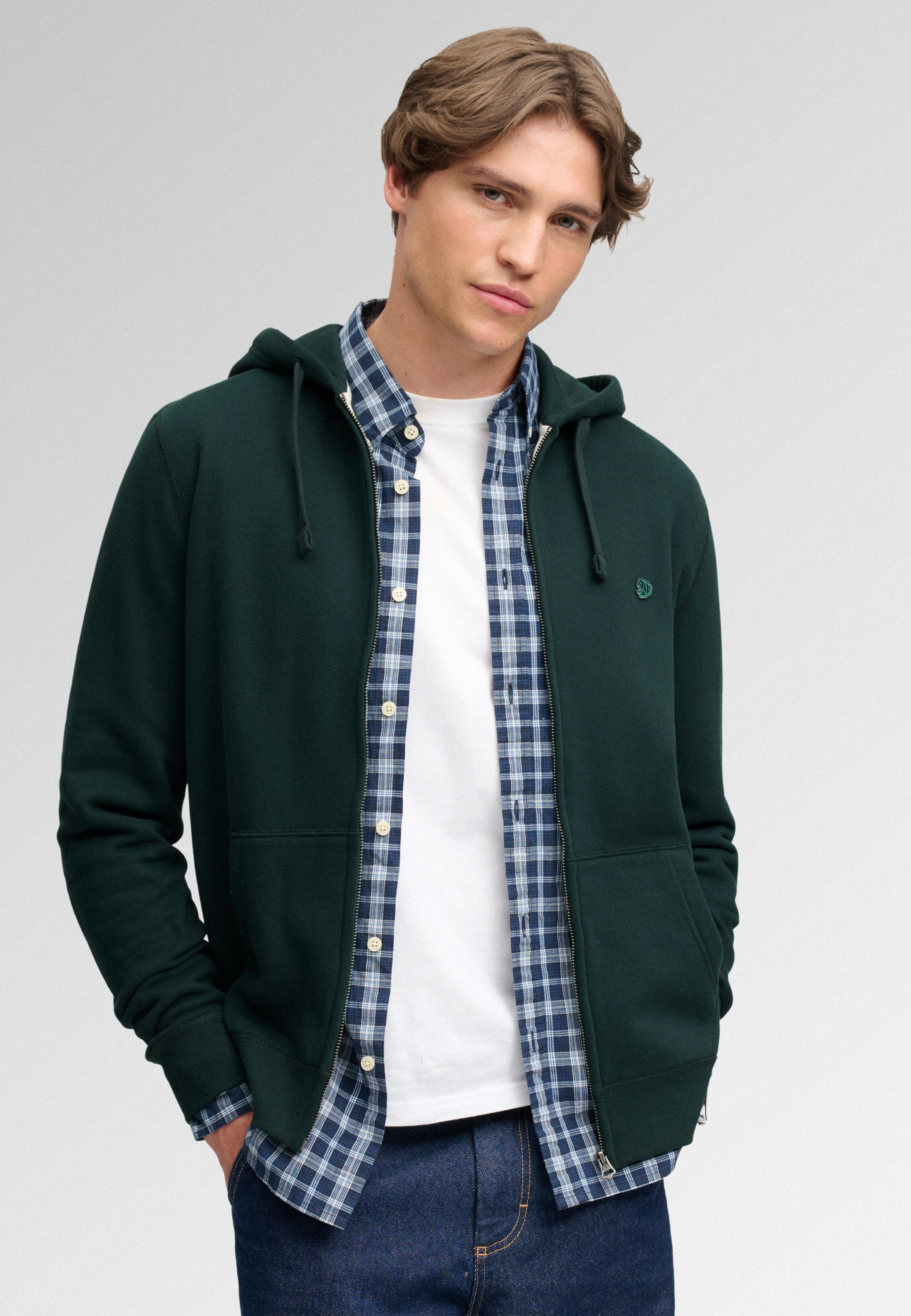 Superdry Herren Grün Sweatjacke Baumwolle Unifarben - Bild 2