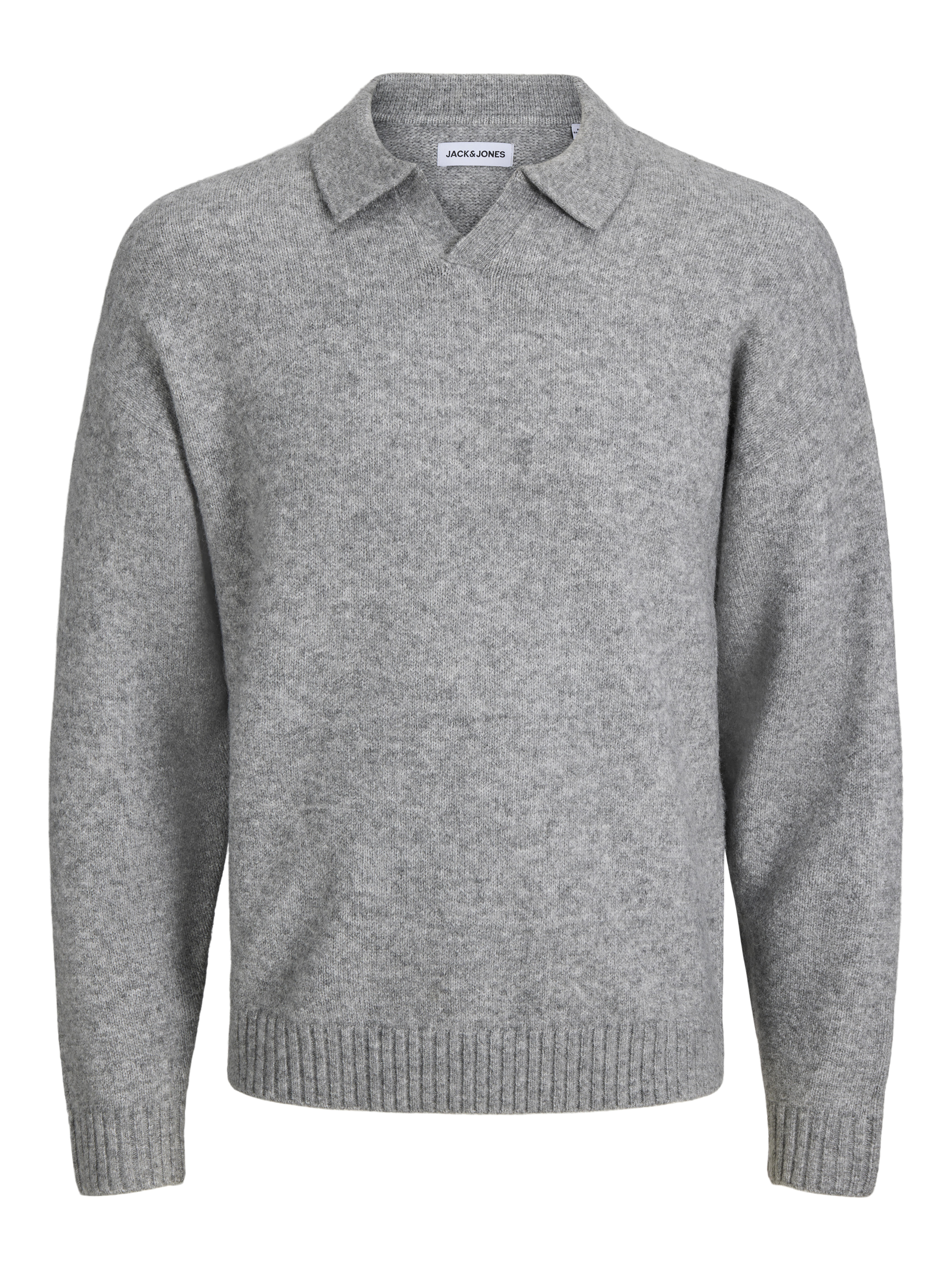 Jack & Jones Herren Grau Oversize-Pullover Mit Polokragen In Hell - Bild 2