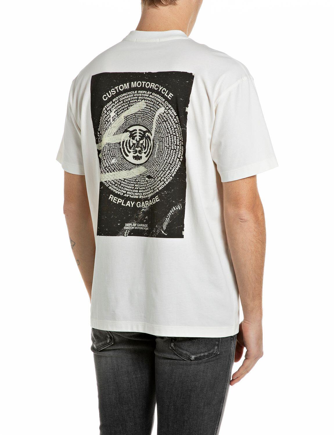 Replay Herren Offwhite T-Shirts, Beige, Gr. M - Bild 2