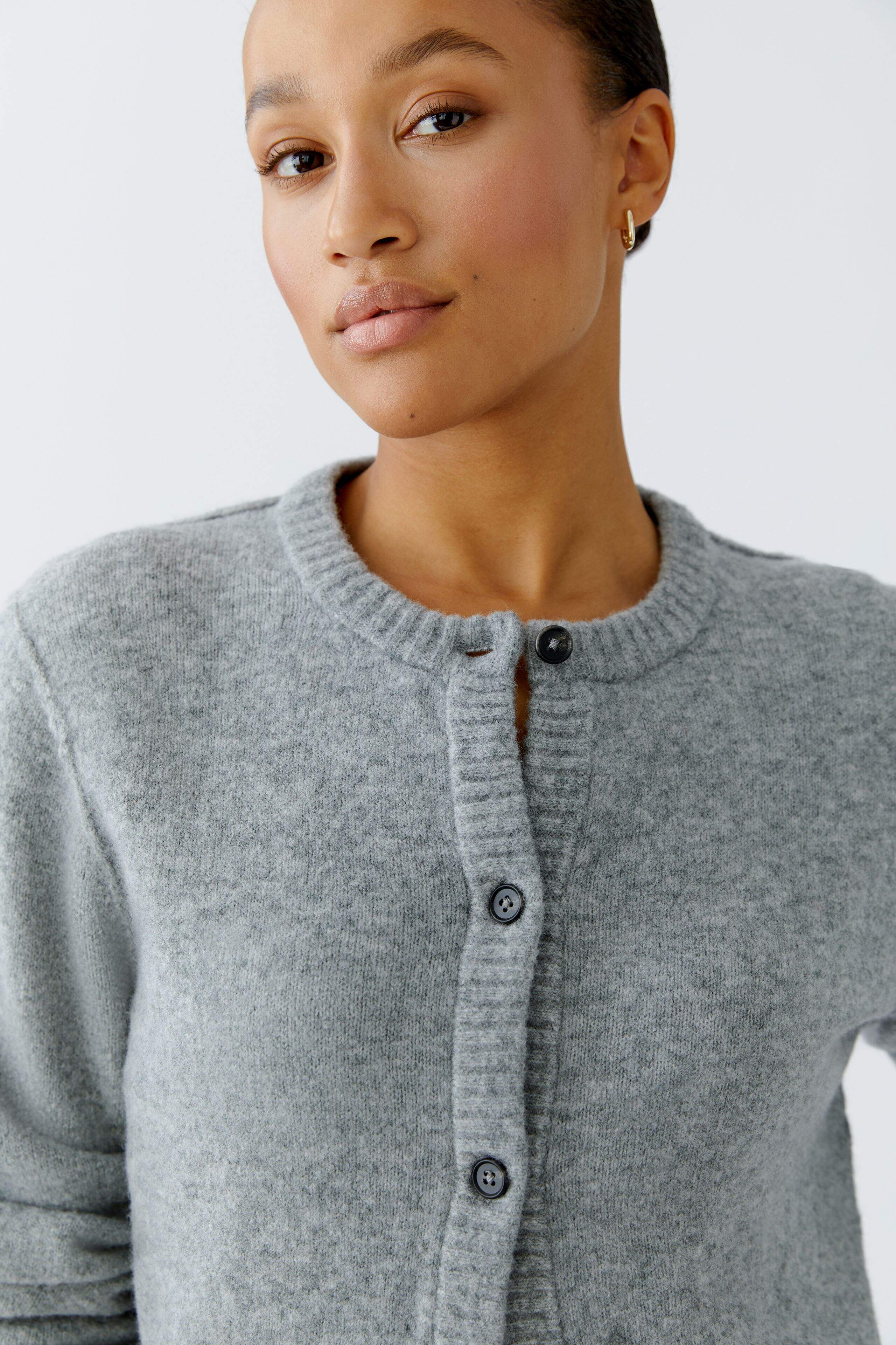 Oui Damen Strickjacke Mit Pailletten - Lässige Tweedjacke Mit Merinowolle