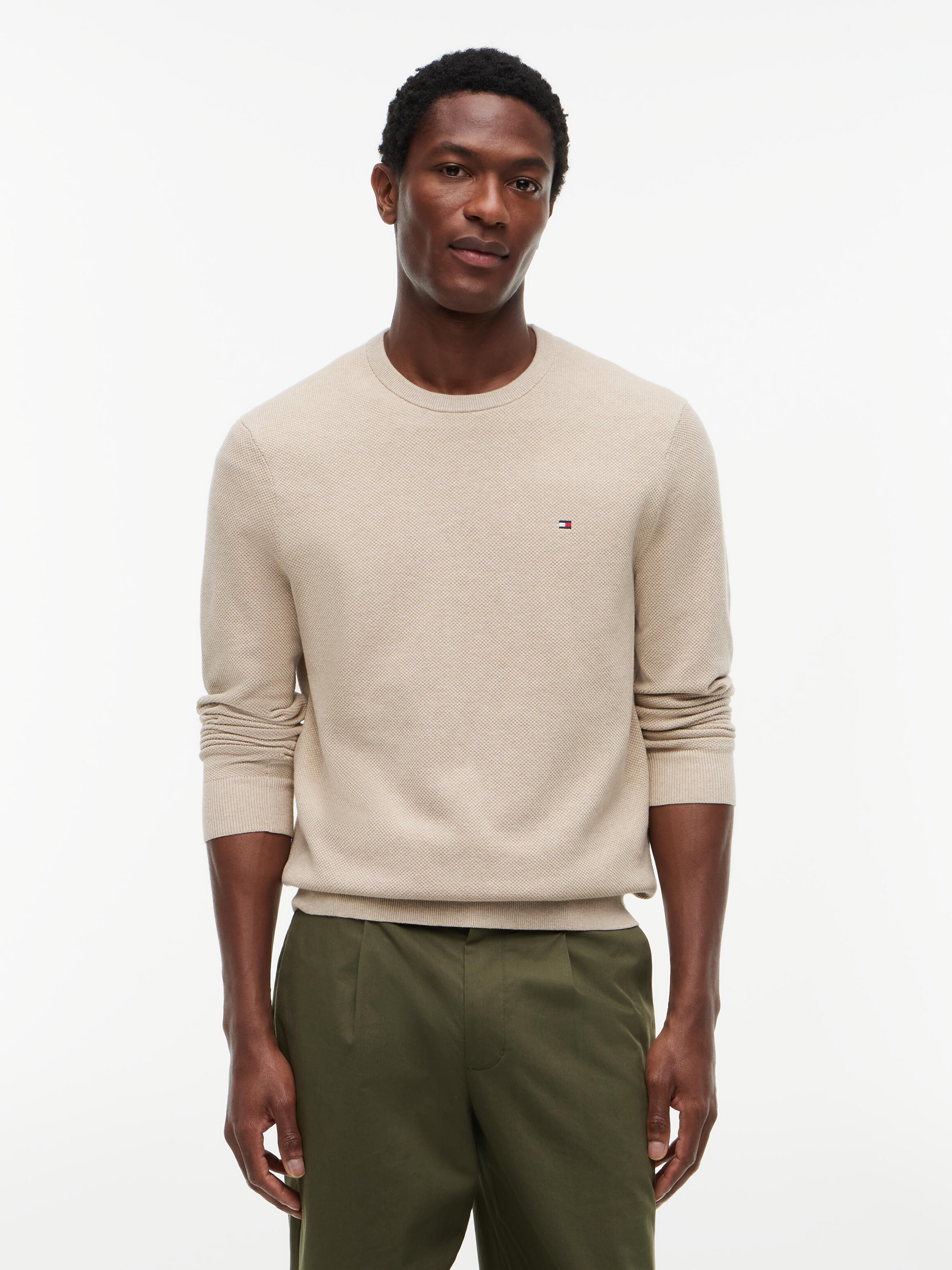 Tommy Hilfiger Herren Batique Khaki Heather Pullover Essential Structure Crew Neck Groß - Bild 2
