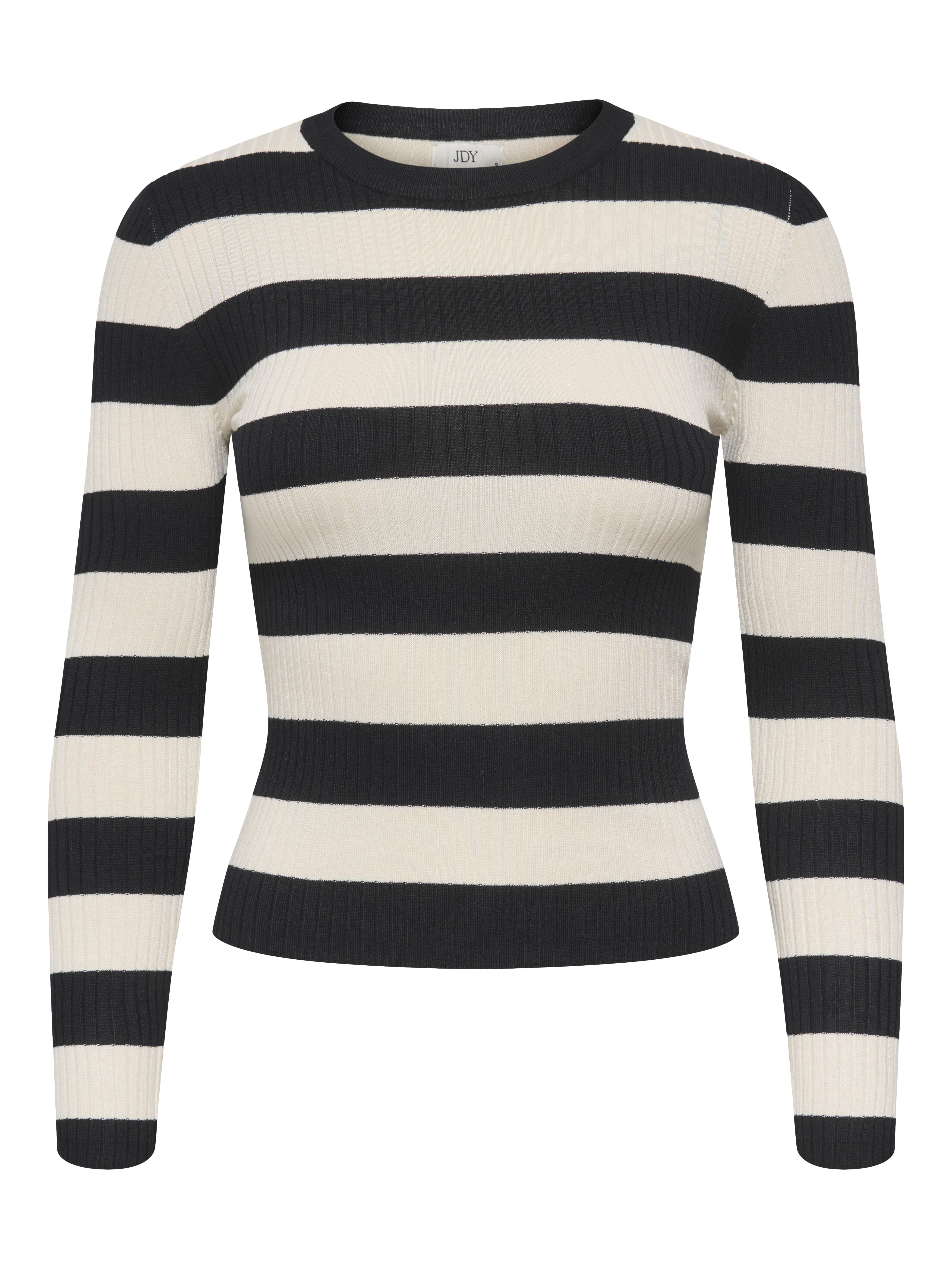 Jdy Damen Schwarz – Gestreifter Pullover In Und Weiß Mit Rundhalsausschnitt - Bild 8