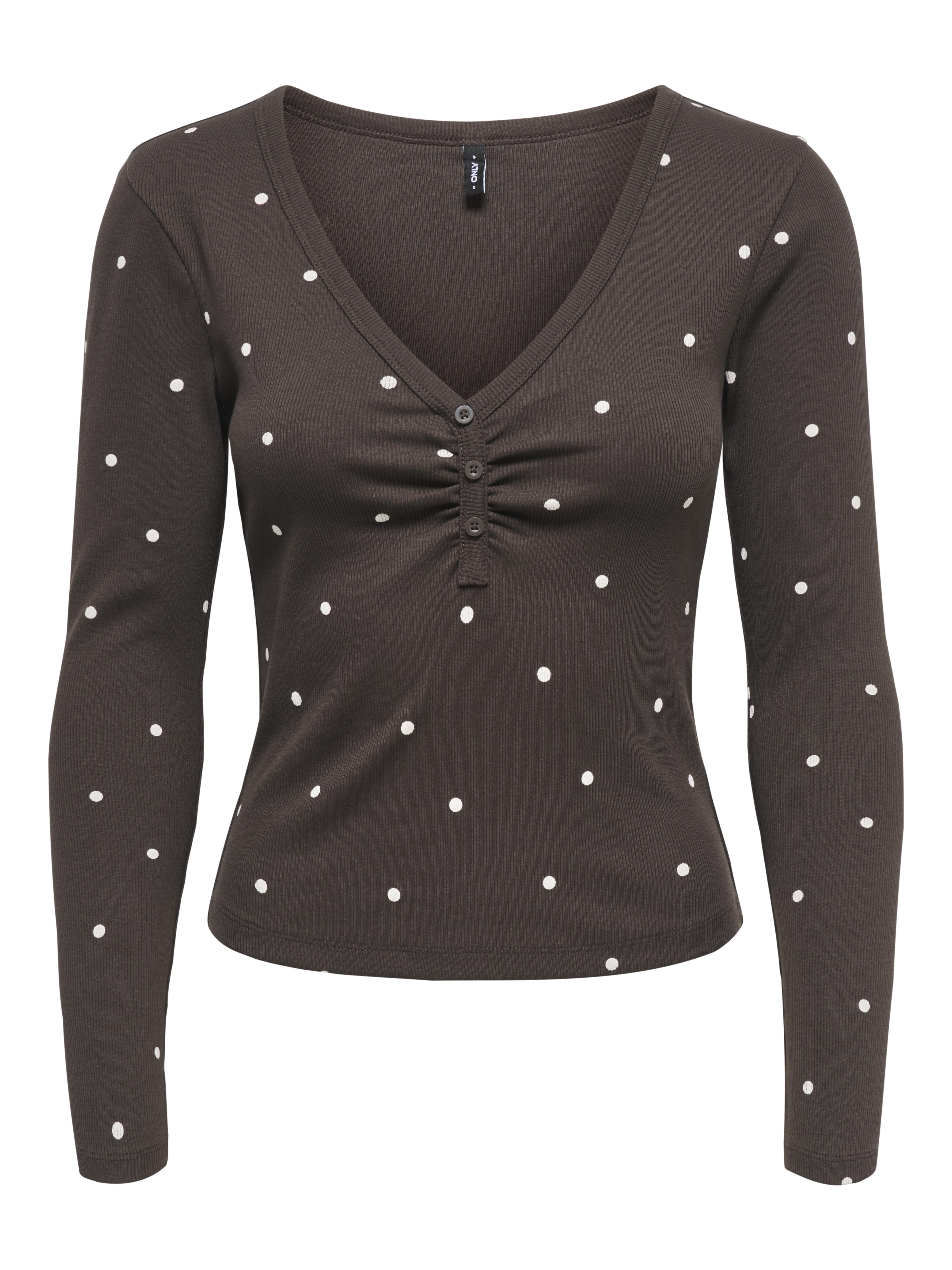 Only - Onlfenja L/S V-Neck Top Jrs Noos Coffee Bean - Gr. - S