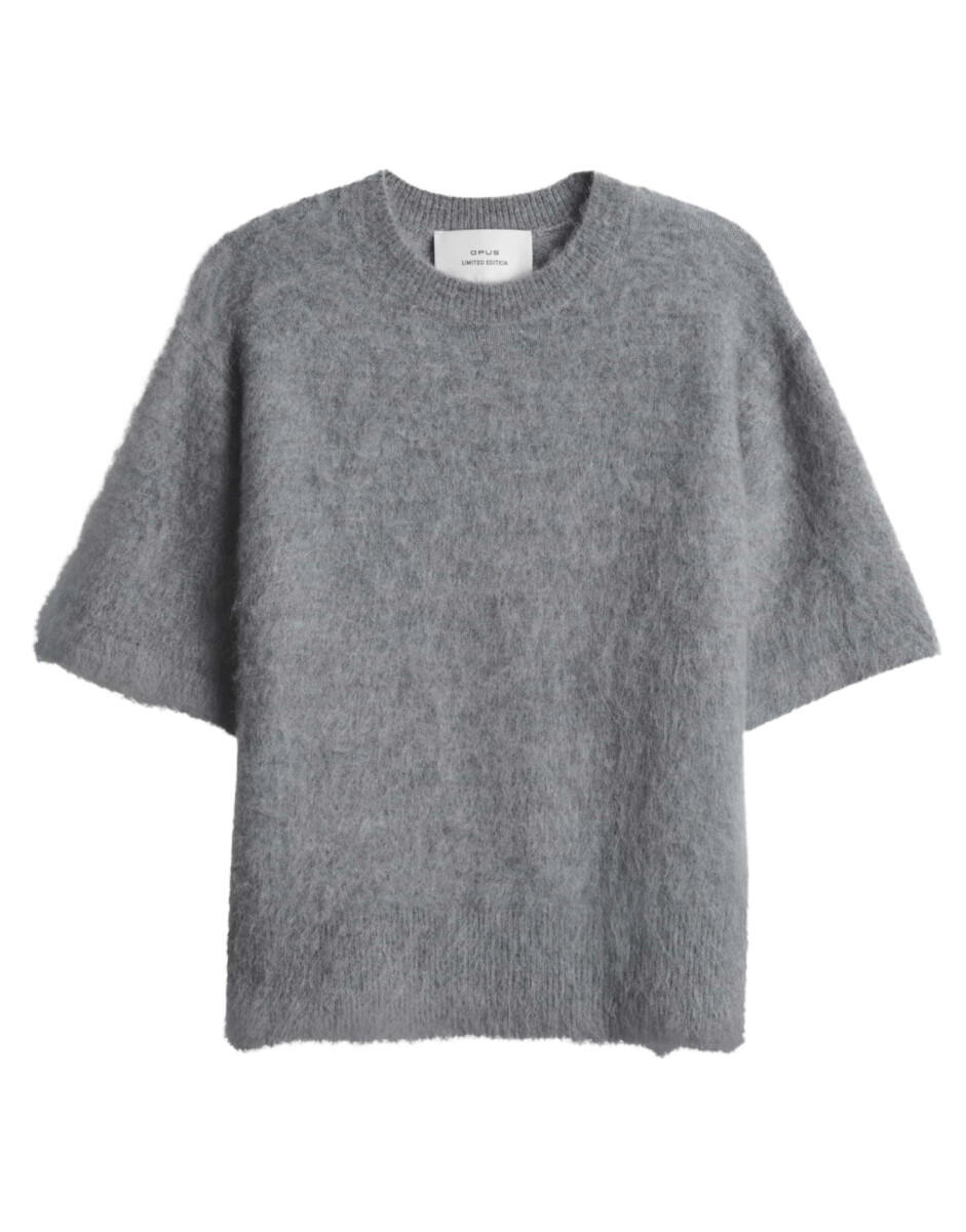 VAN GRAAF Opus Damen Grau Kurzarm-Strickpullover Mit Mohair-Anteil Größe 40 - Bild 3