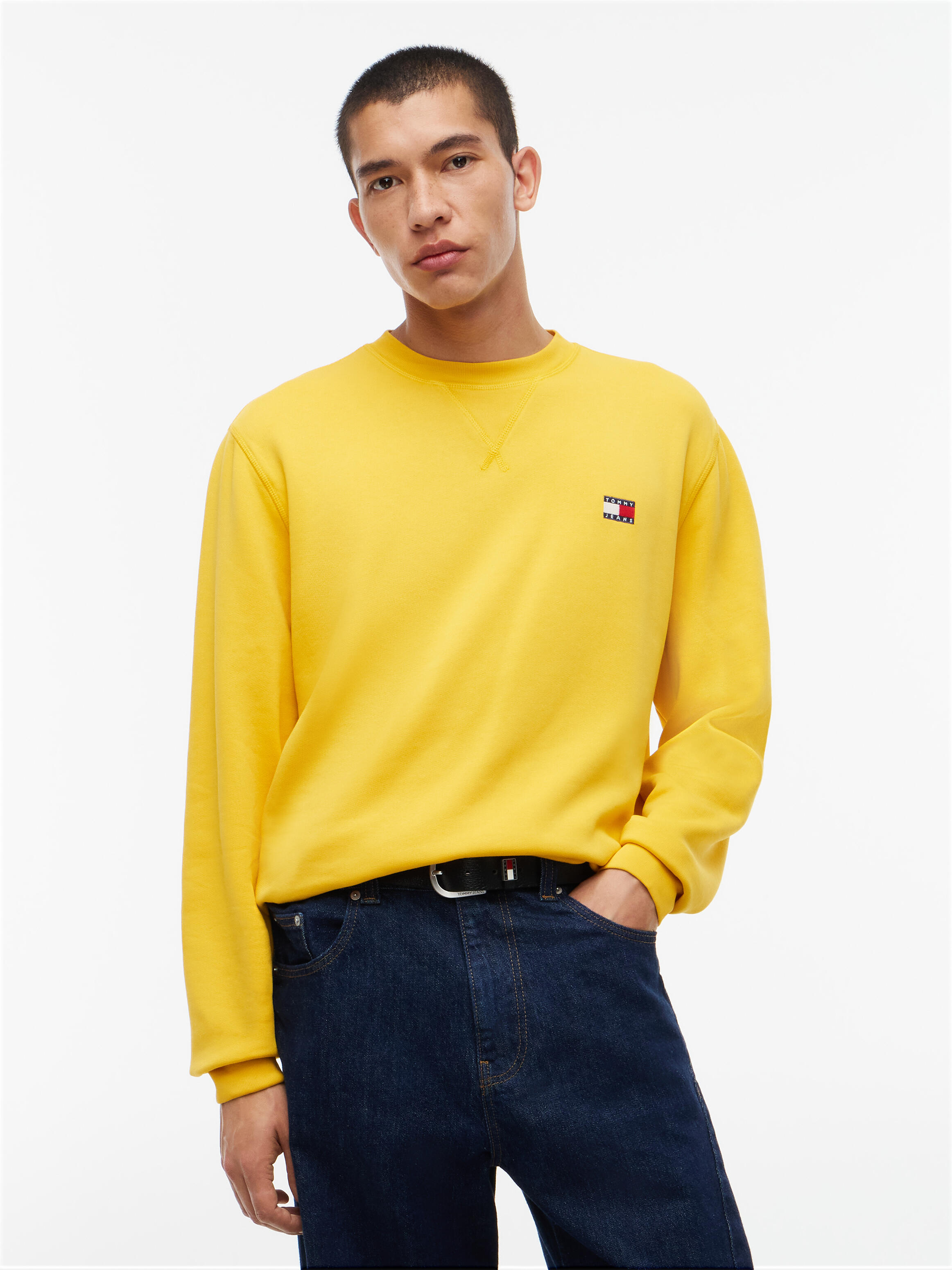 Tommy Jeans Herren Giallo Sweatshirt "Regular Badge Crew", Gr. L, Gelb (Countryside Gelb), Sweatware, Obermaterial: 84% Baumwolle, 16% Polyester, Unifarb... - Bild 3