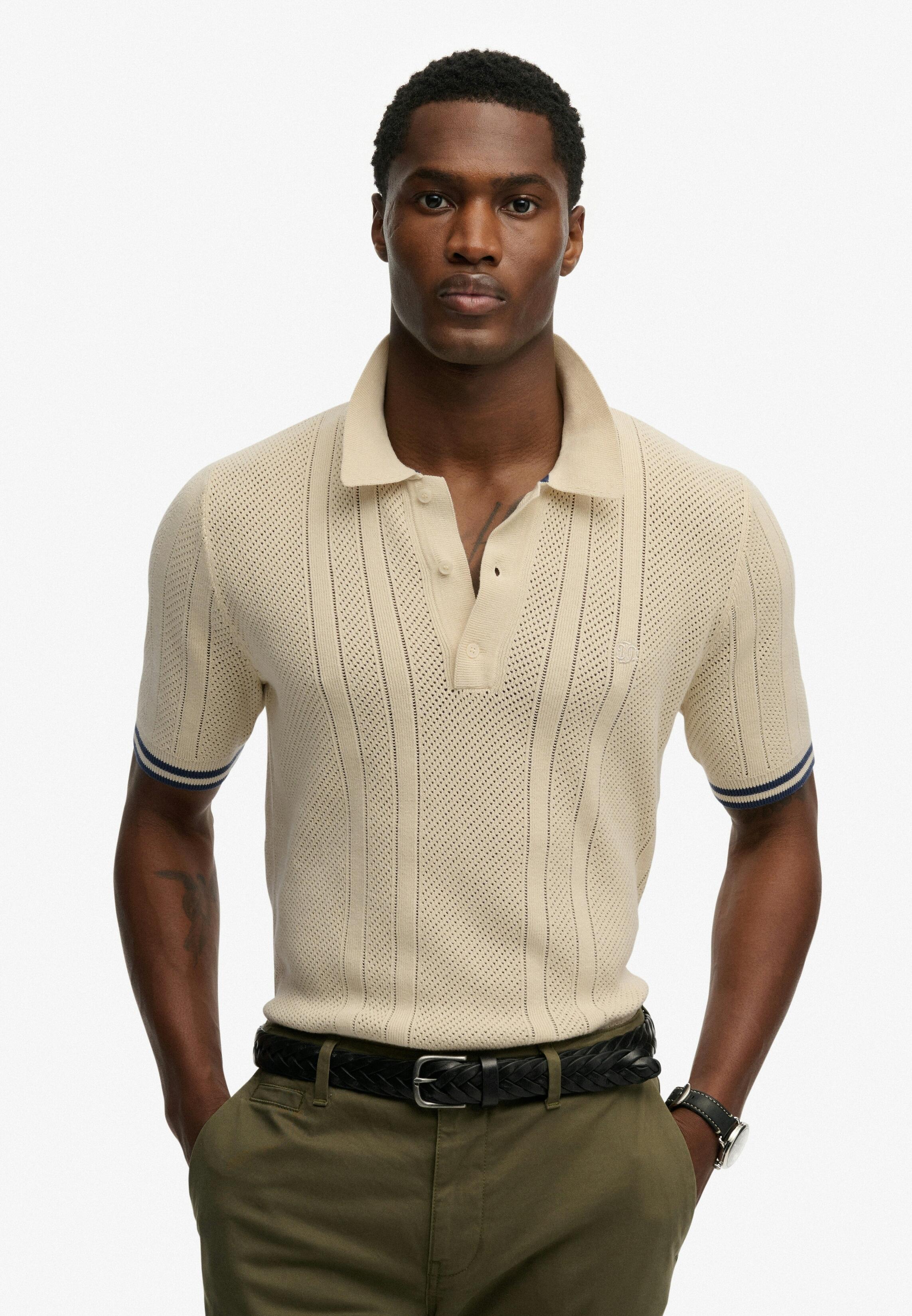 Superdry Beige Polo Aus Strukturierter Wolle - Bild 3