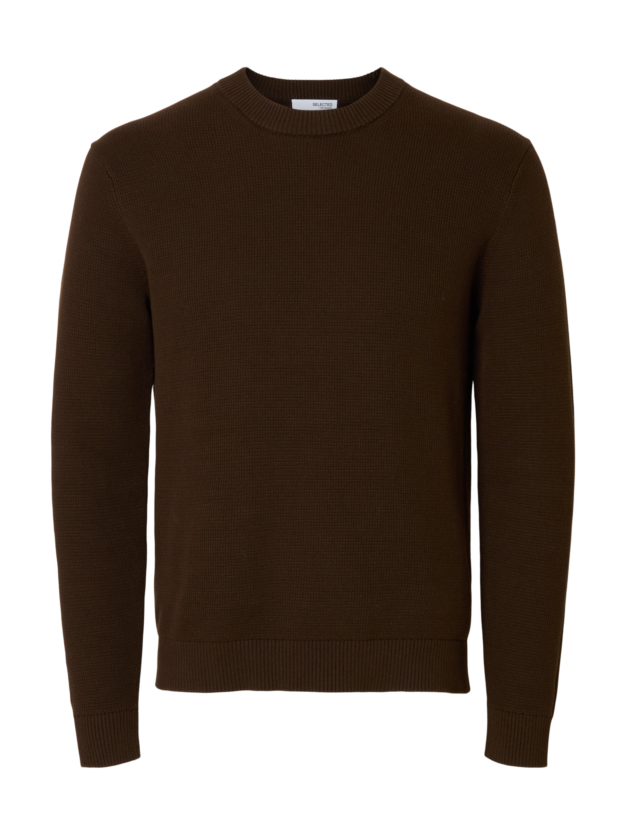 Selected Herren Braun – Strickpullover Aus 100% Baumwolle In Dunkelbraun Mit Rundhalsausschnitt - Bild 4