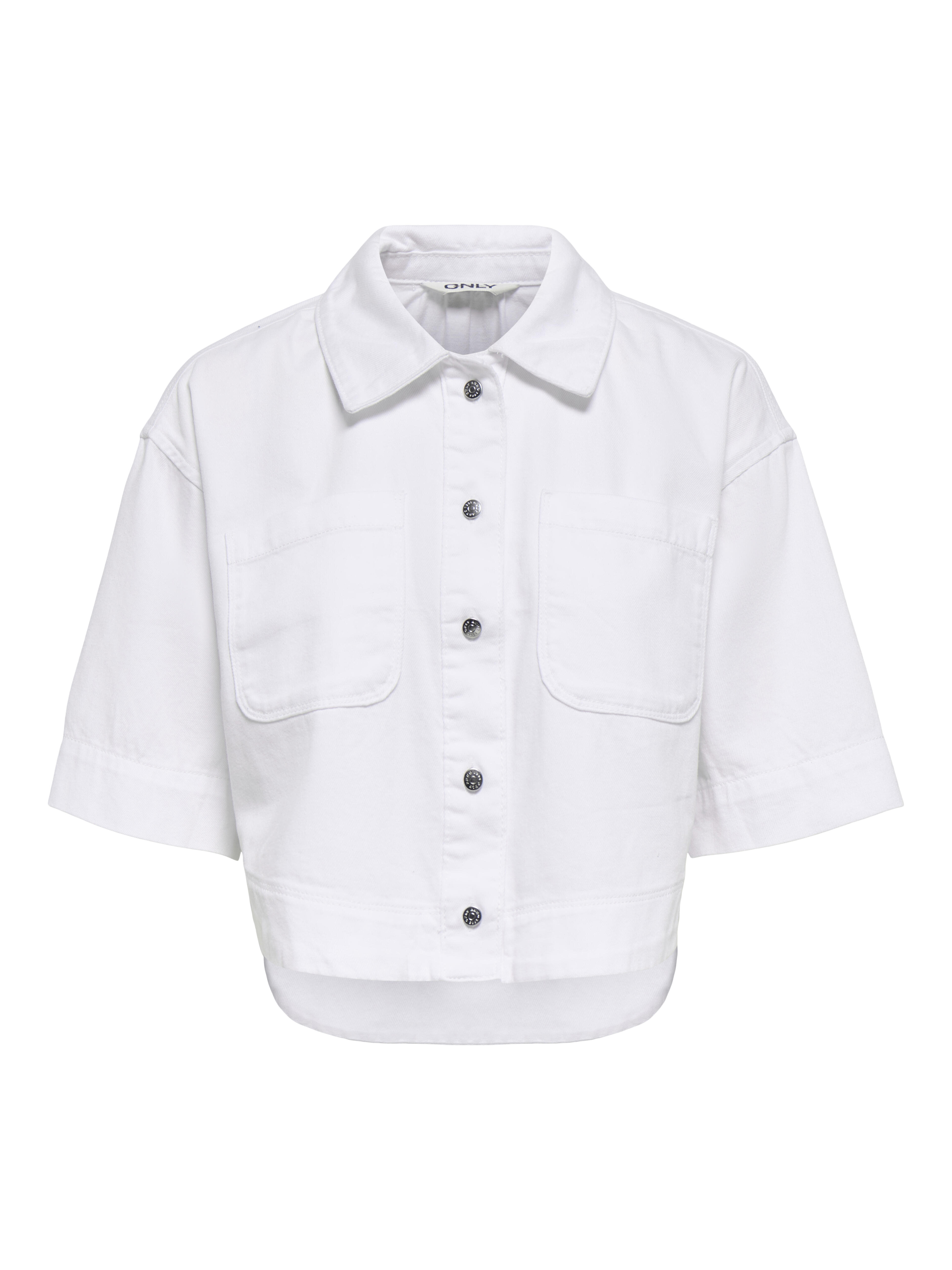 Only - Onlcleo Life Ss Crop Dnm Shirt Pim Noos White Denim - Gr. - L