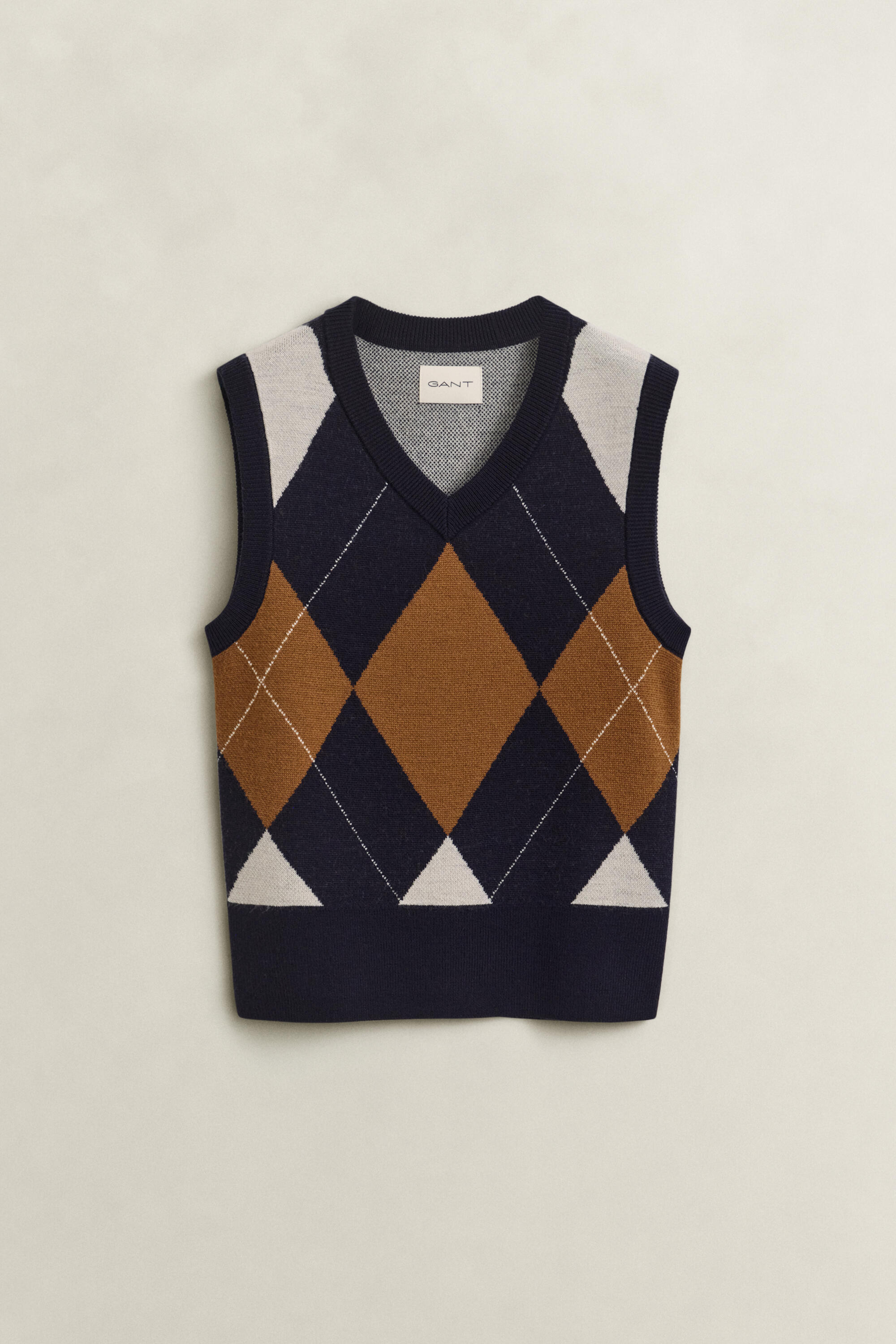 Gant Damen - Strickpullunder Aus Wolle Mit Argyle-Muster Evening Blue - Gr. - Xl