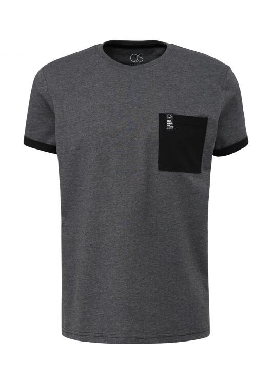 Q/S designed by T-Shirt - S (99W0) Brusttasche - | schwarz/grau mit Deutschland