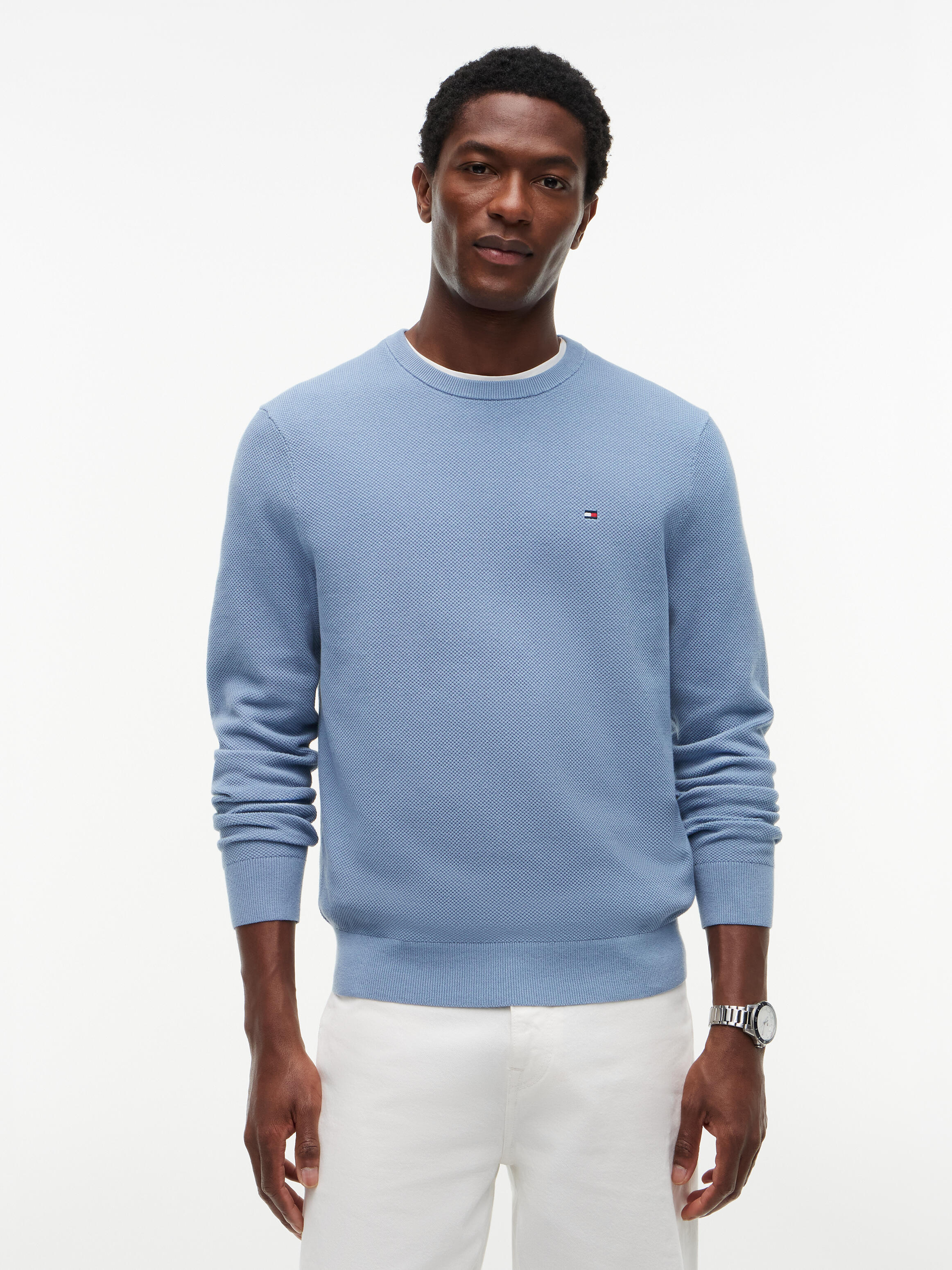 Tommy Hilfiger Herren Hellblau Pullover Essential Mw0mw36347 Himmelblau Regular Fit - Bild 4