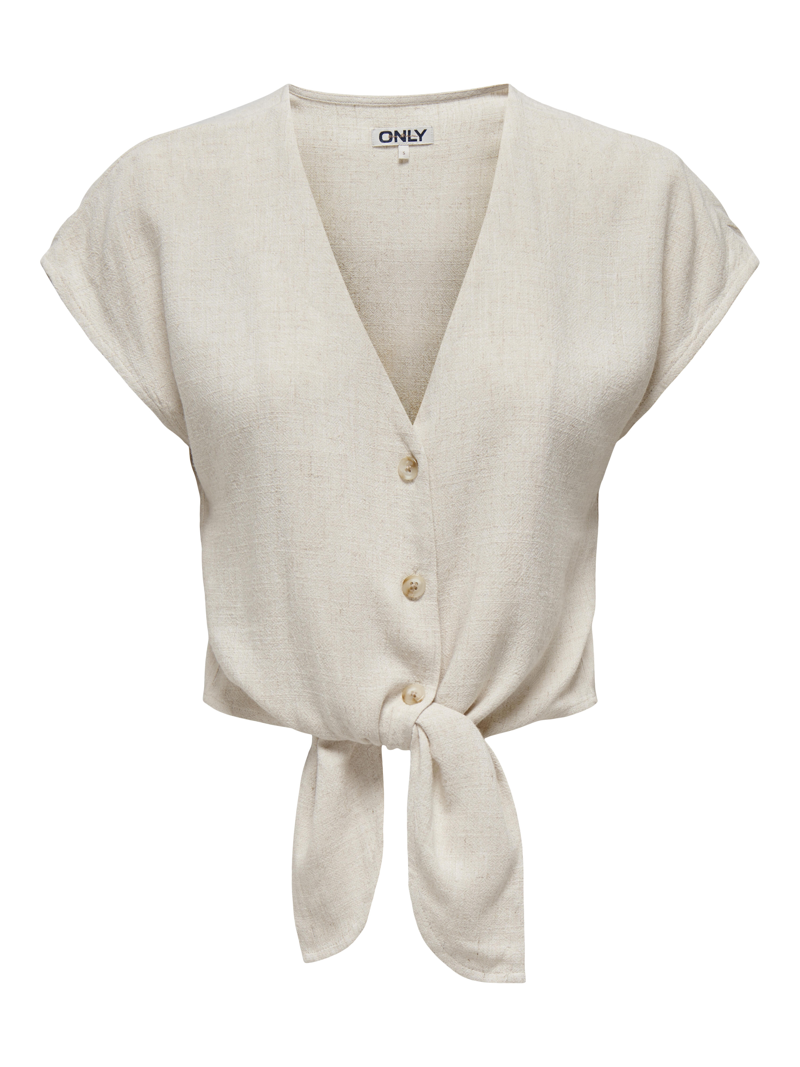 Only - Onlsiesta Ss Knot Lin Bl Shirt Pnt Noos Moonbeam - Gr. - Xs - Bild 3