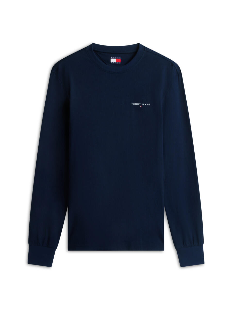 Tommy Jeans Herren Schwarz/Dunkelblau Langarmshirt "Tjm Slim Chest Linear Ls Tee Ext", Gr. Xl, Blau ( Night Navy), Single Jersey, Obermaterial: 100% Baumwolle... - Bild 2