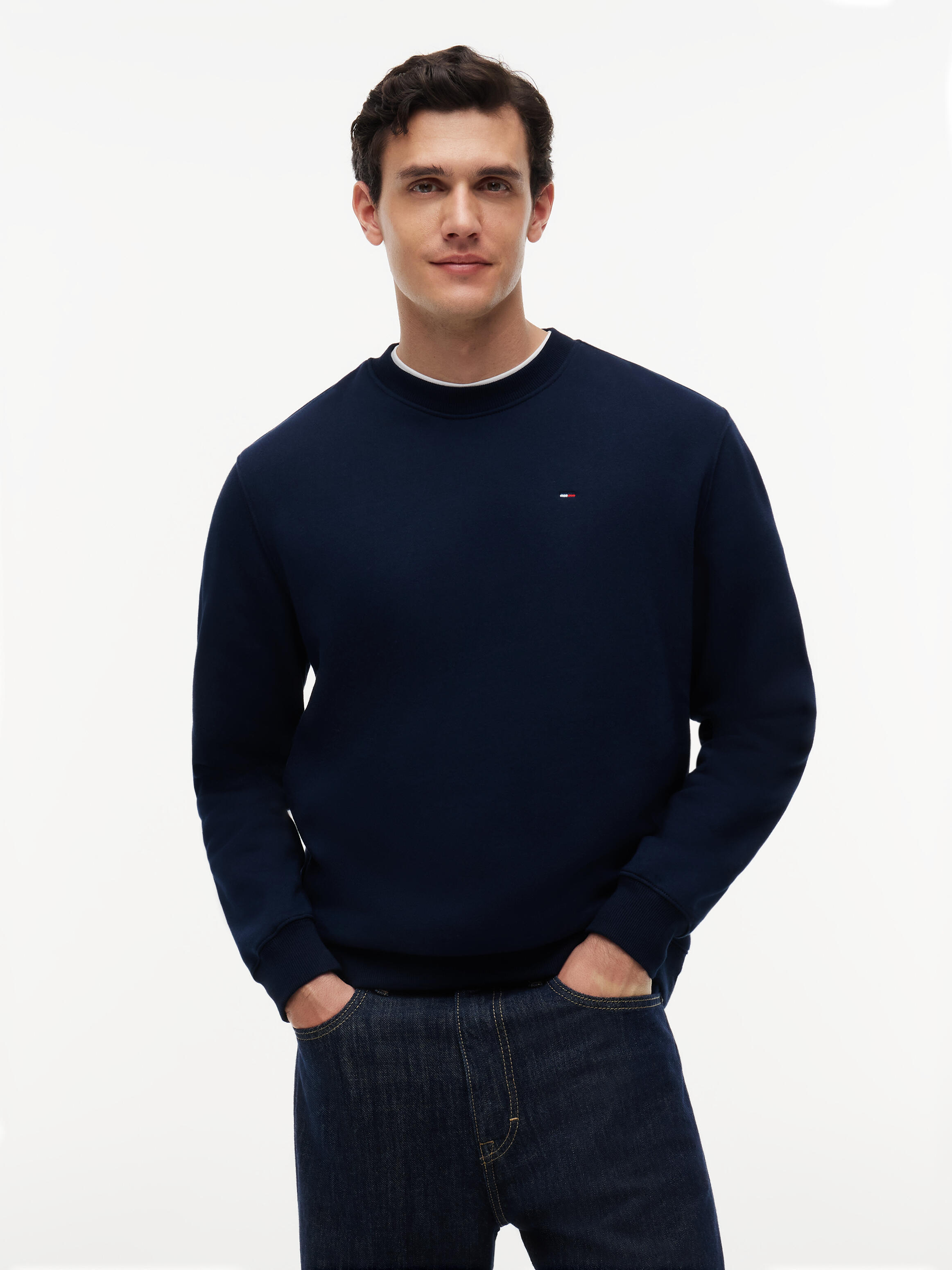 Tommy Jeans Herren Sweatshirt Regular Fit Flag Fleece Rundhalsausschnitt - Bild 5