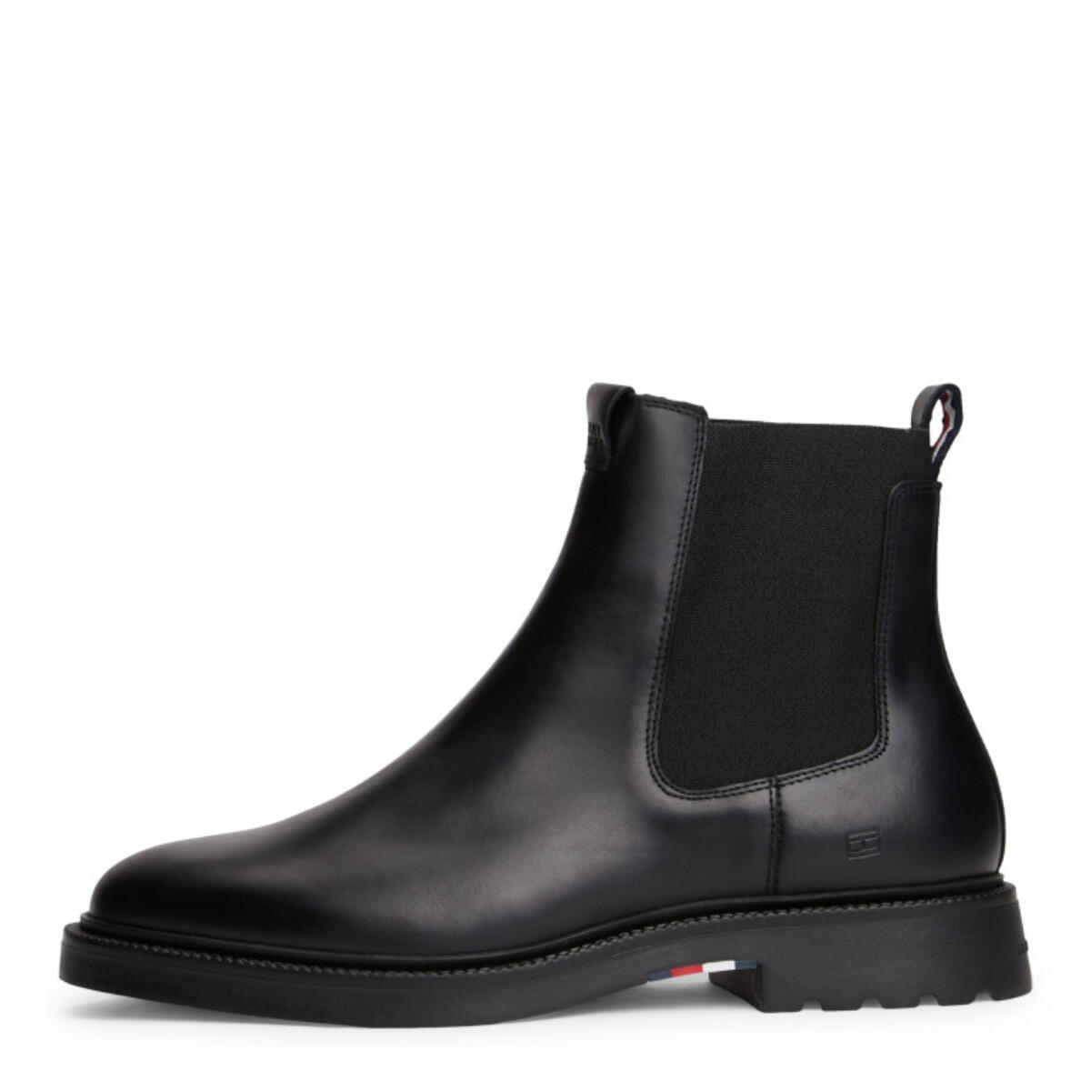 Tommy Hilfiger Schwarz - Leichtgewichtiger Chelsea-Boot Aus Leder - Gr. - 44