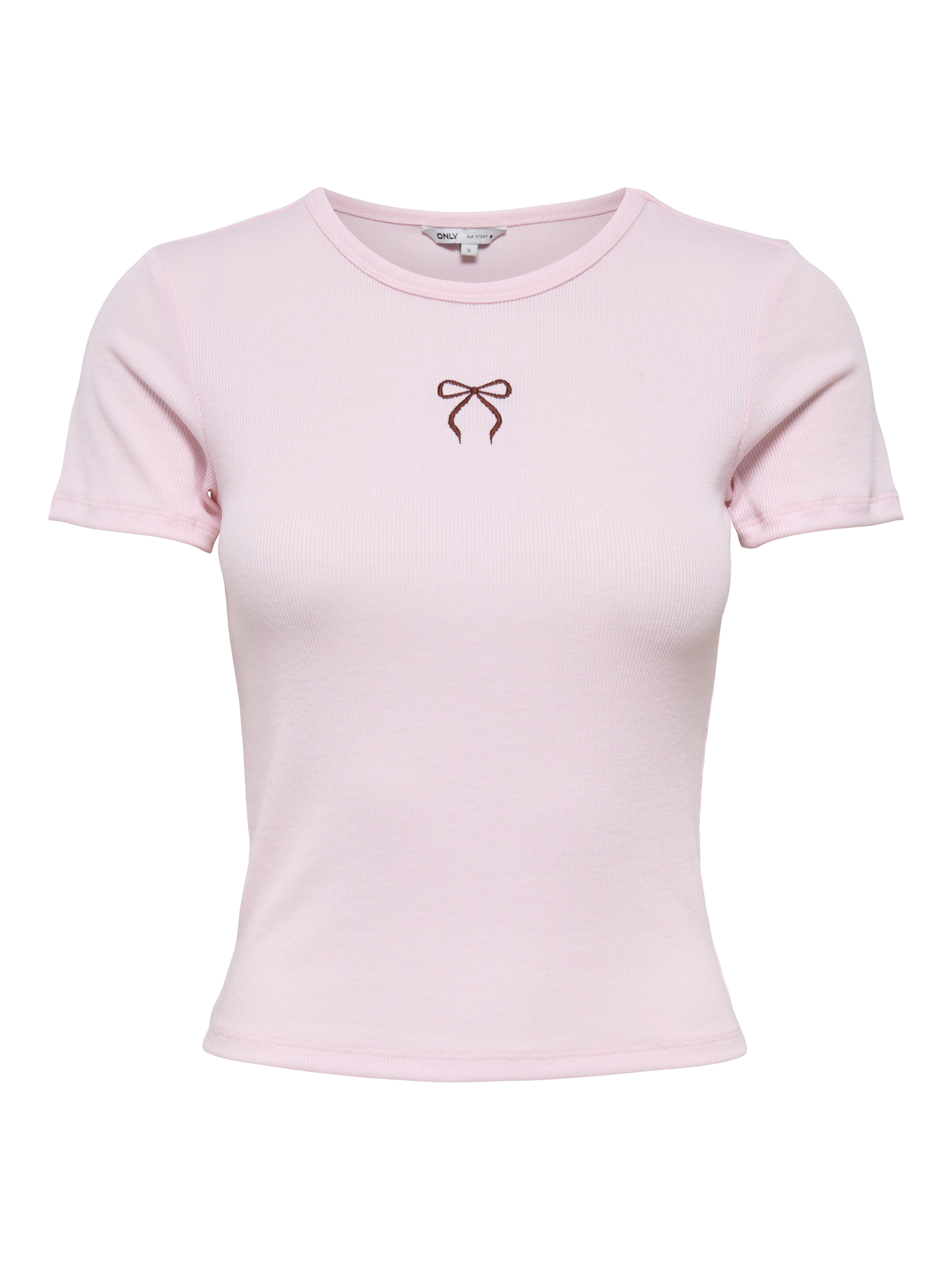 Only Damen Ballerina Detail:zinfandel Bow Kurzarmshirt "Onlelva June Emb S/S Tee Jrs Noos" erhältlich in Größe L/M/S/XL/XS von Baur - Bild 3