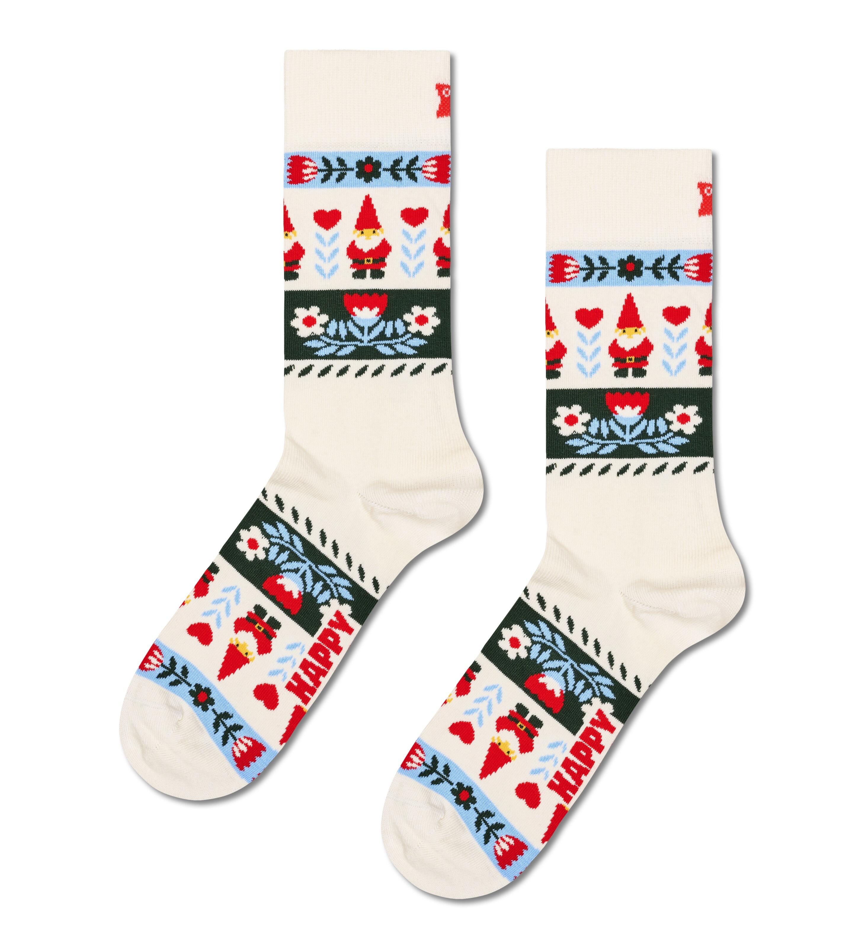 Happy Socks - Folklore Christmas Stripe Sock Weiß - Gr. - 38