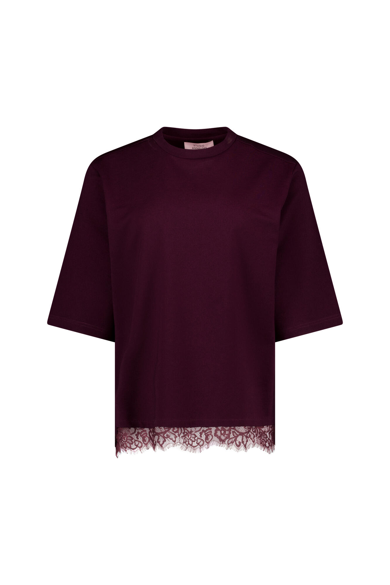 Studio Anneloes - Fiore Lace Tee Aubergine - Gr. - S