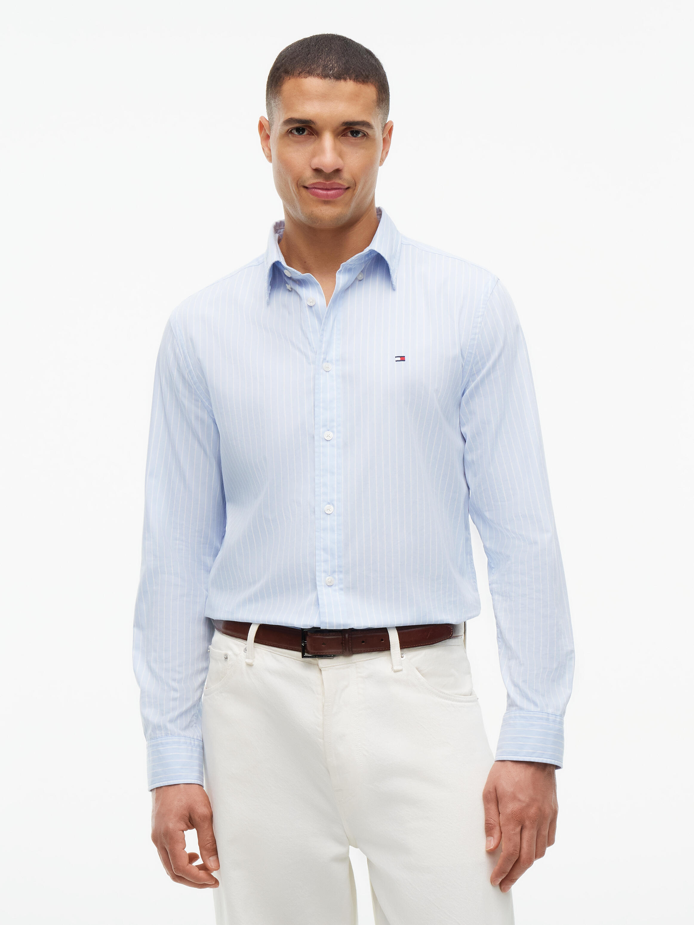 Tommy Hilfiger Popelinehemd Stripe Blue Hellblau Blau Größe XL - Bild 4