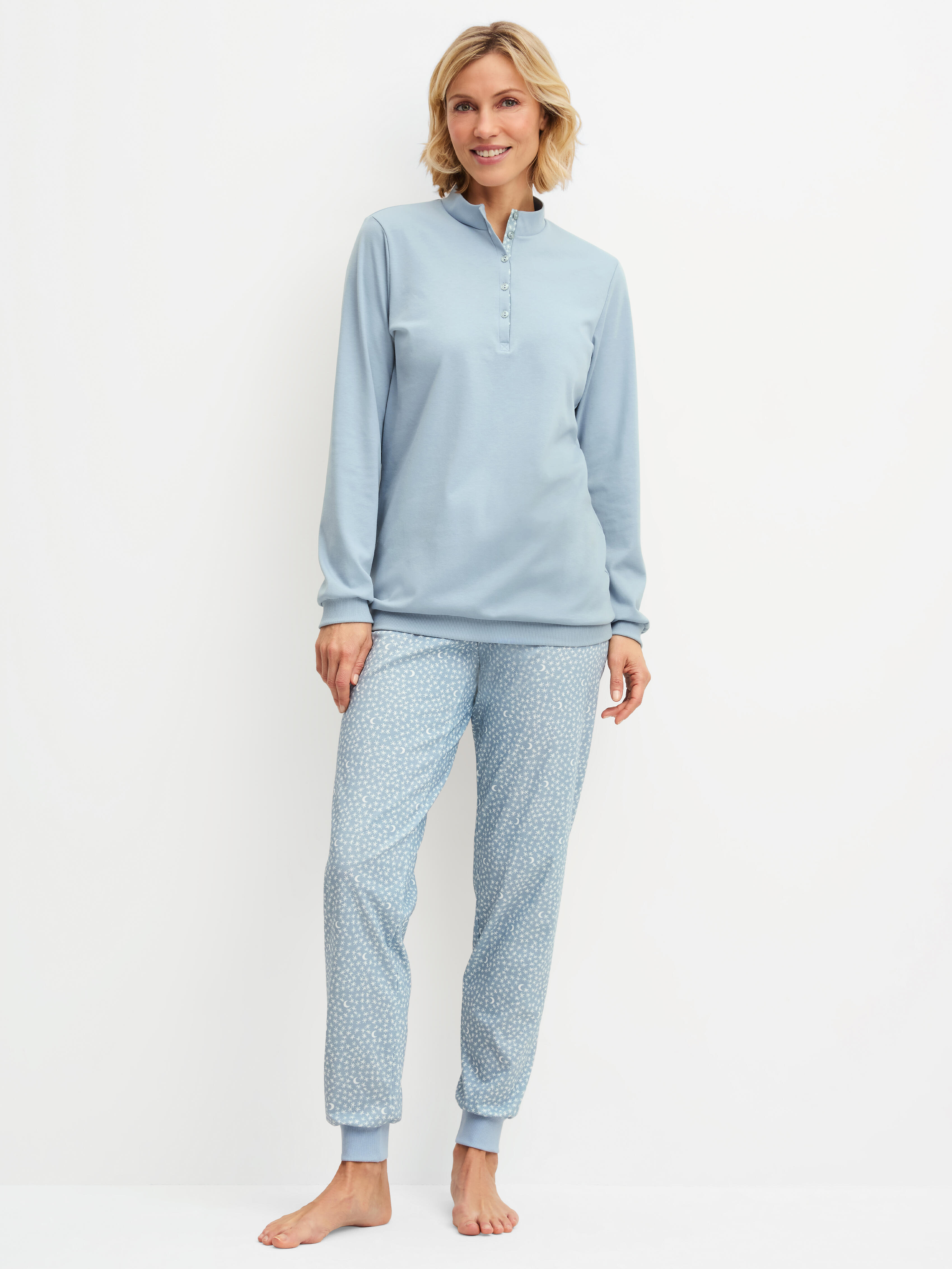 Calida Damen - Pyjama Mit Bündchen Dusty Grey - Gr. - L - Bild 2