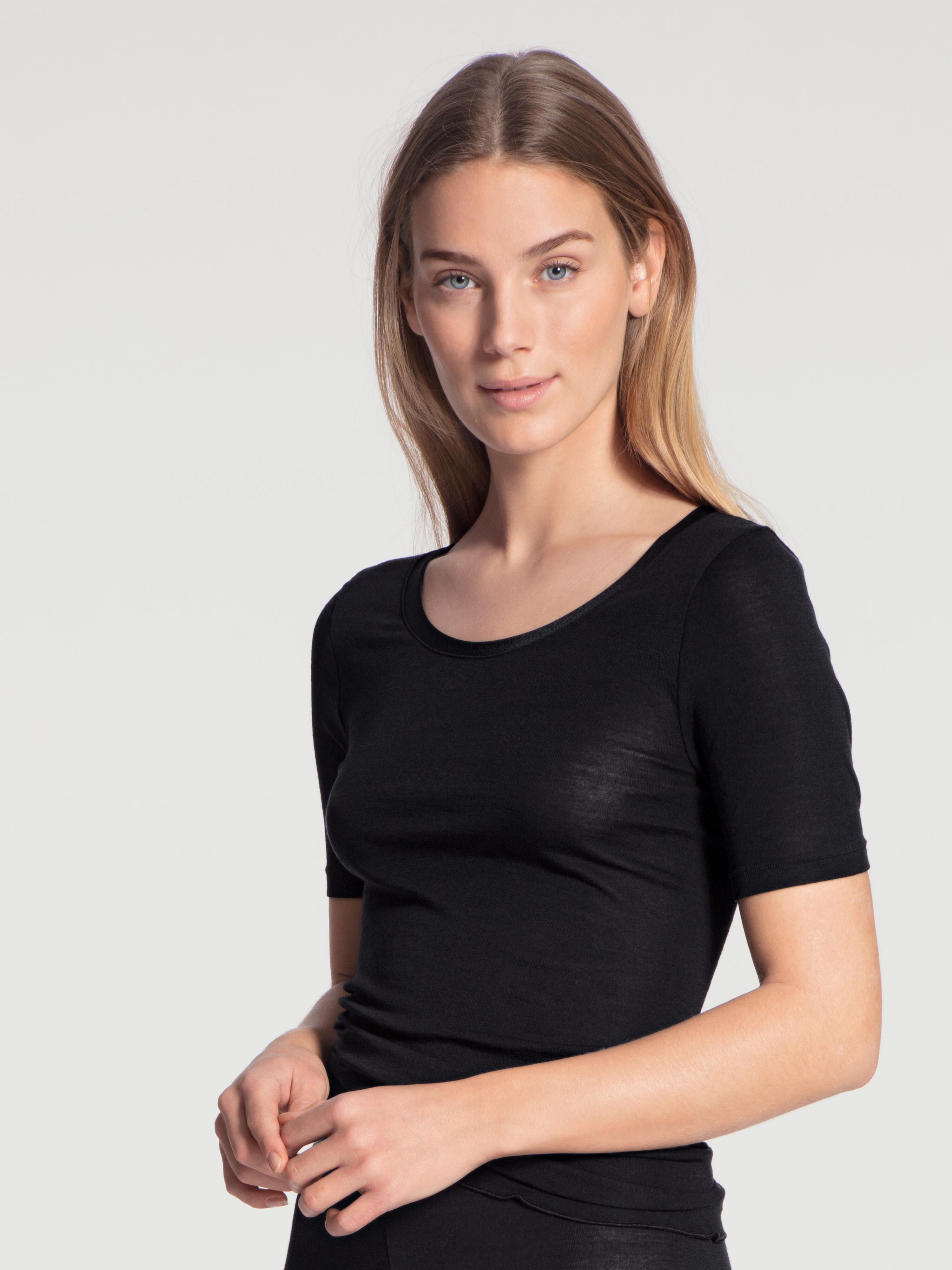 Calida Damen Schwarz - Top Kurzarm Ws - Gr. - S
