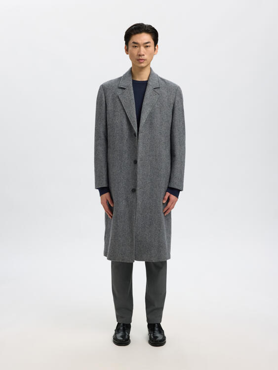 SELECTED HOMME fijngebreide polo SLHTRAY van merinowol ecru SELECTED HOMME fijngebreide polo SLHTRAY van merinowol ecru