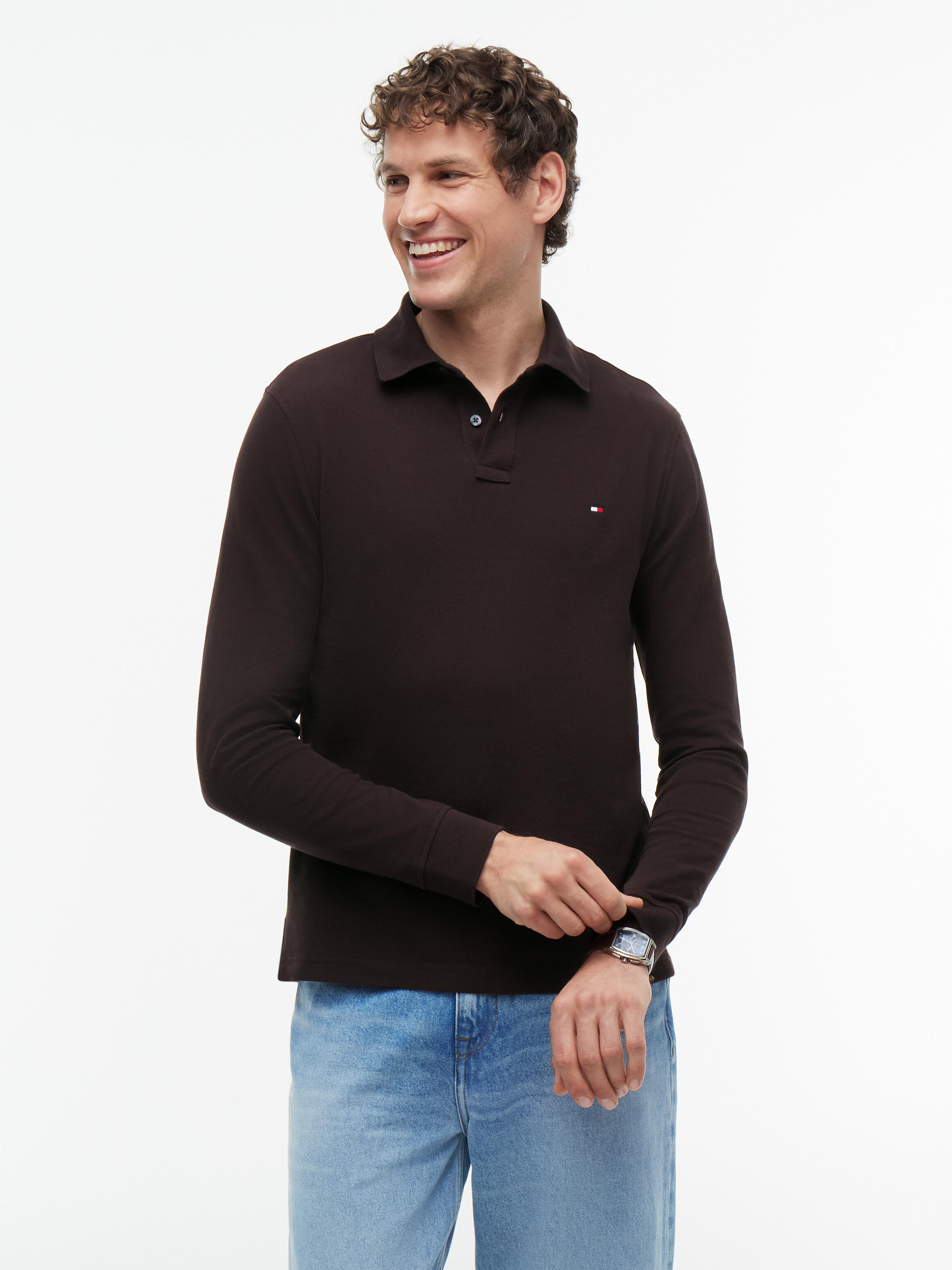 Tommy Hilfiger Longsleeve Polo Braun - Größe L - Bild 3