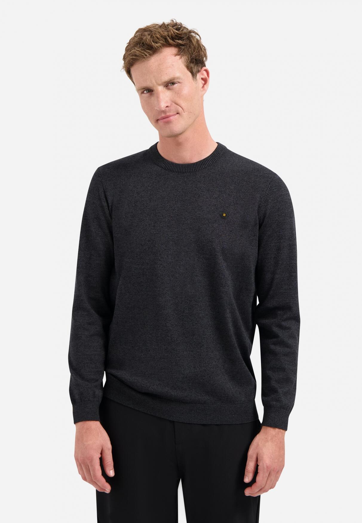 No Excess - Pullover Crewneck 2 Coloured Melange Dark Grey - Gr. - Xl