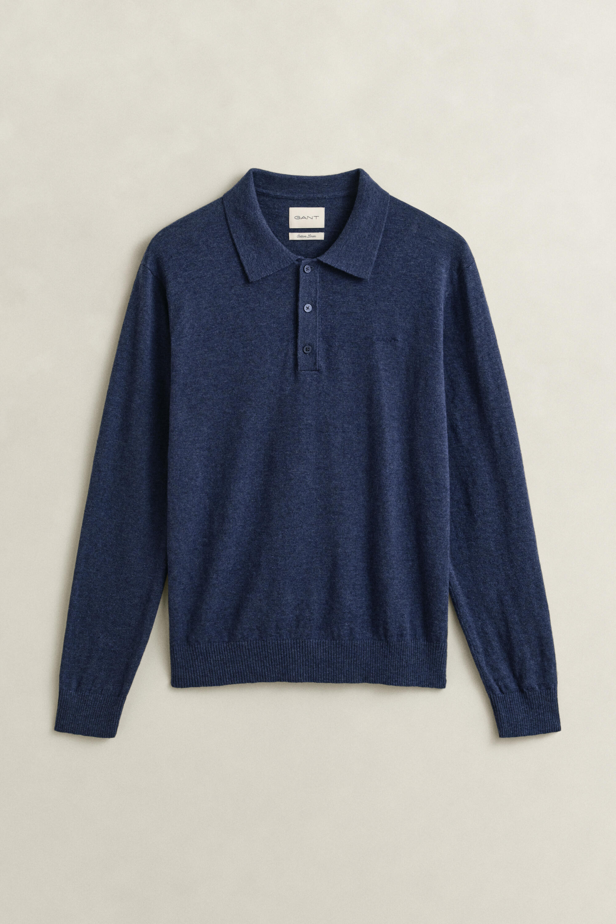 Gant Herren - Polopullover Aus Baumwollmix-Flammgarn Dark Indigo Melange - Gr. - Xxl