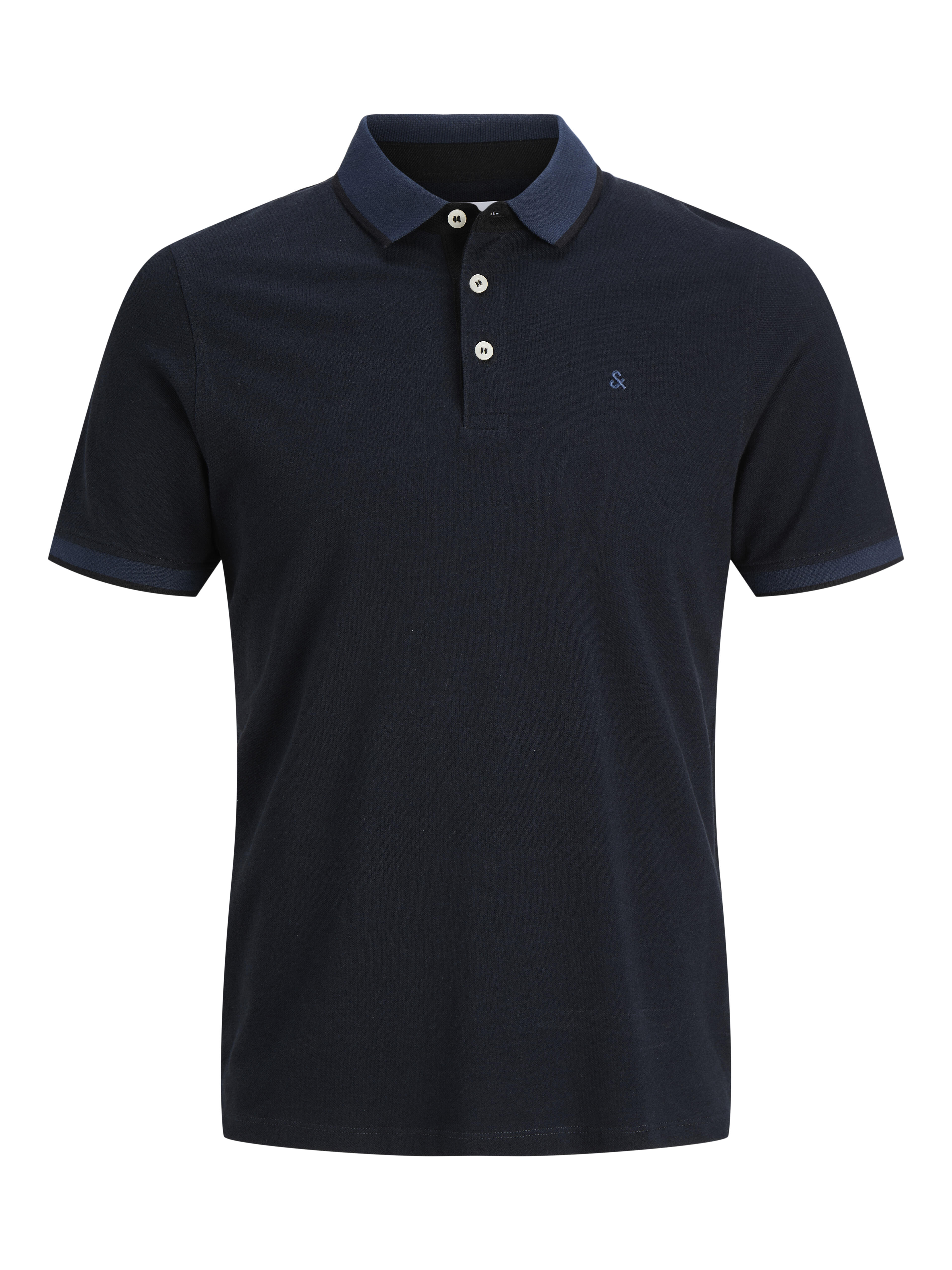 Jack & Jones Herren Blau/Schwarz Poloshirt "Jjepaulos Poloshirt Mit Klassischem Kragen Und Figurbetonter Form", Gr. S, (, Navy), Piqué, Obermateria... - Bild 5