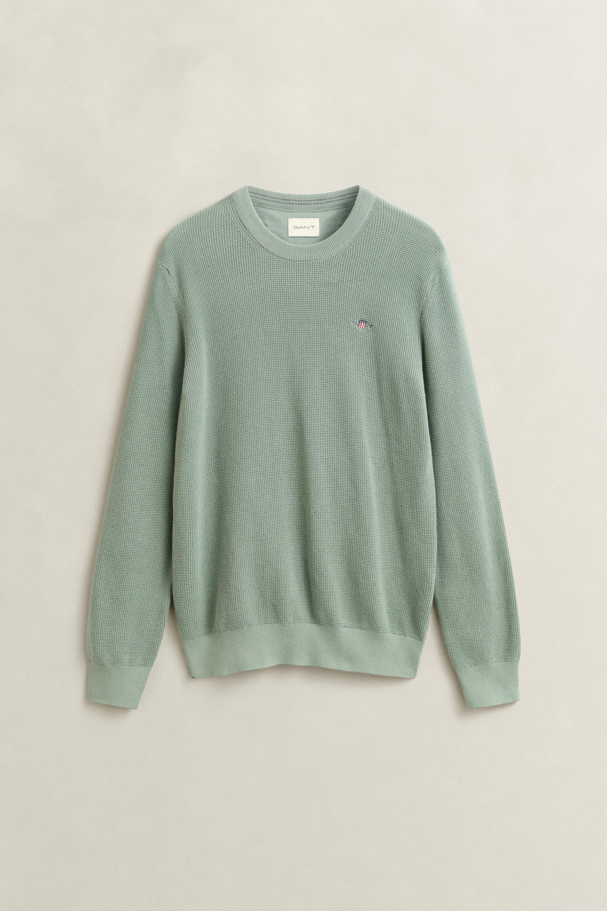 Hemden Gant Herren Grün Regular Fit Strickpullover Rundhals, Einfarbig - Bild 5