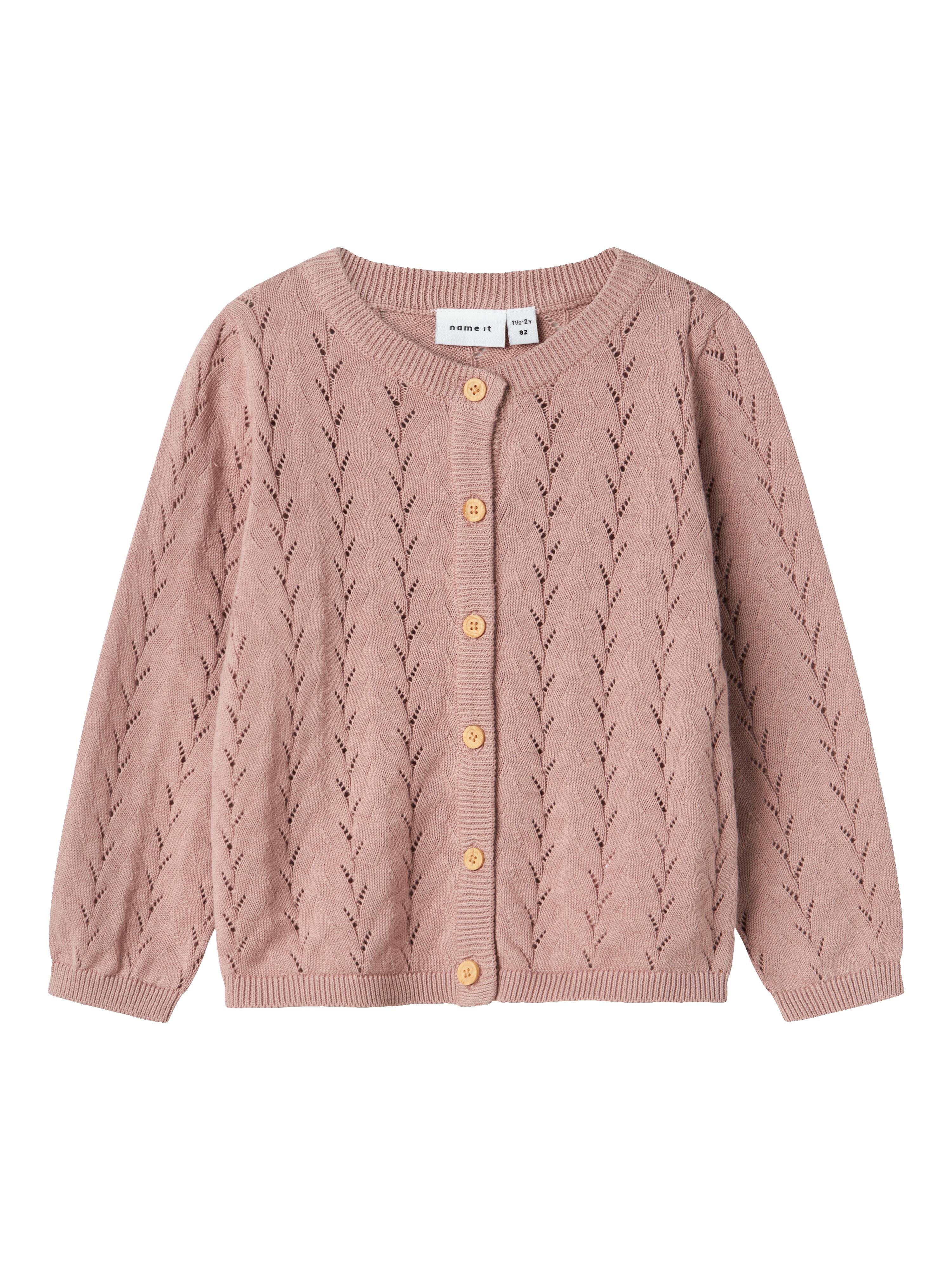 Name It Mädchen Lila Strickjacke "Nmfbanni Für Mit Ajour-Strick Und Rippbündchen", Gr. 86, Rosa (Deauville Mauve), Feinstrick, Obermaterial: 10... - Bild 2