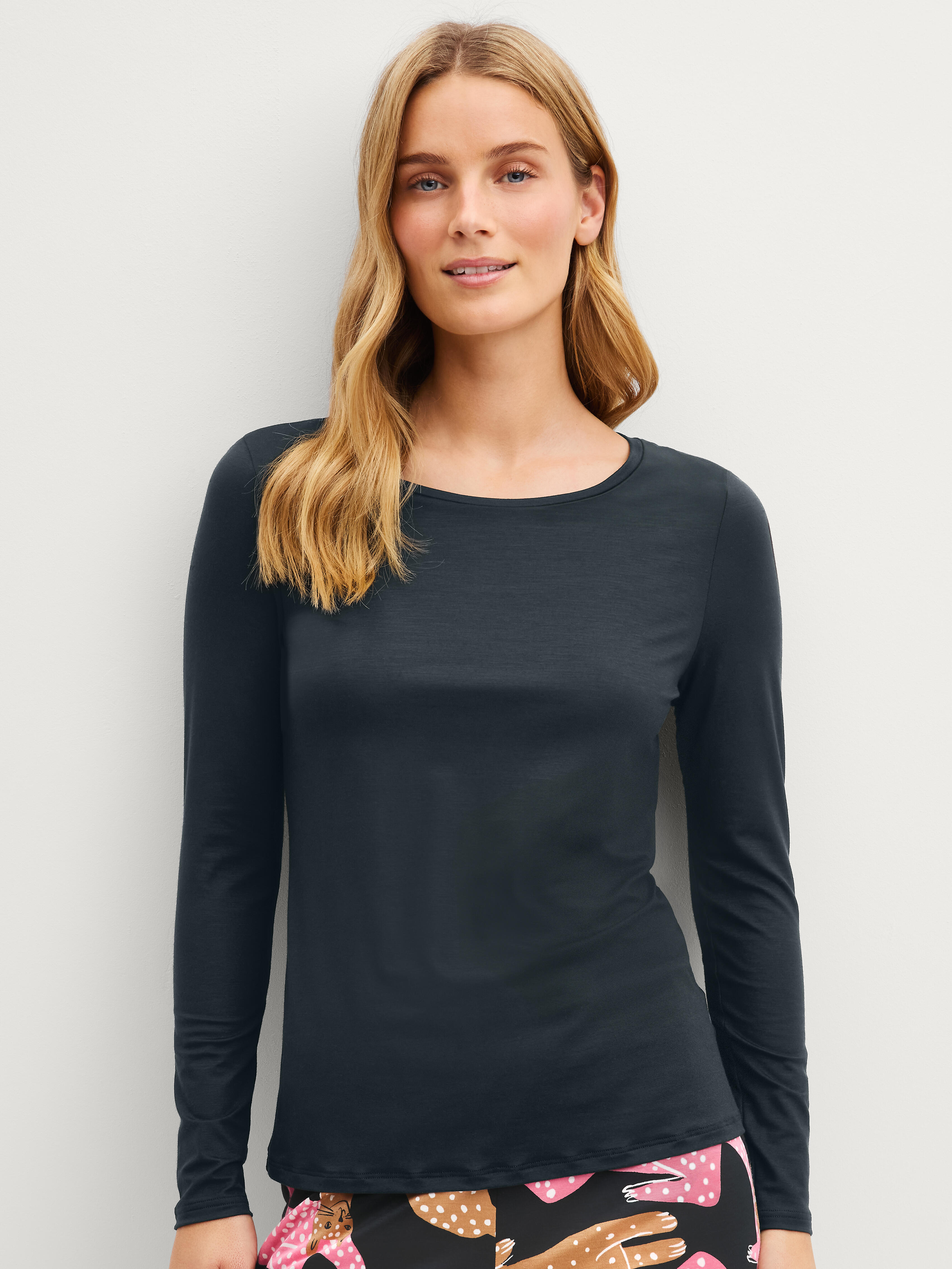 Calida Damen - Shirt Langarm Classic Black - Gr. - M