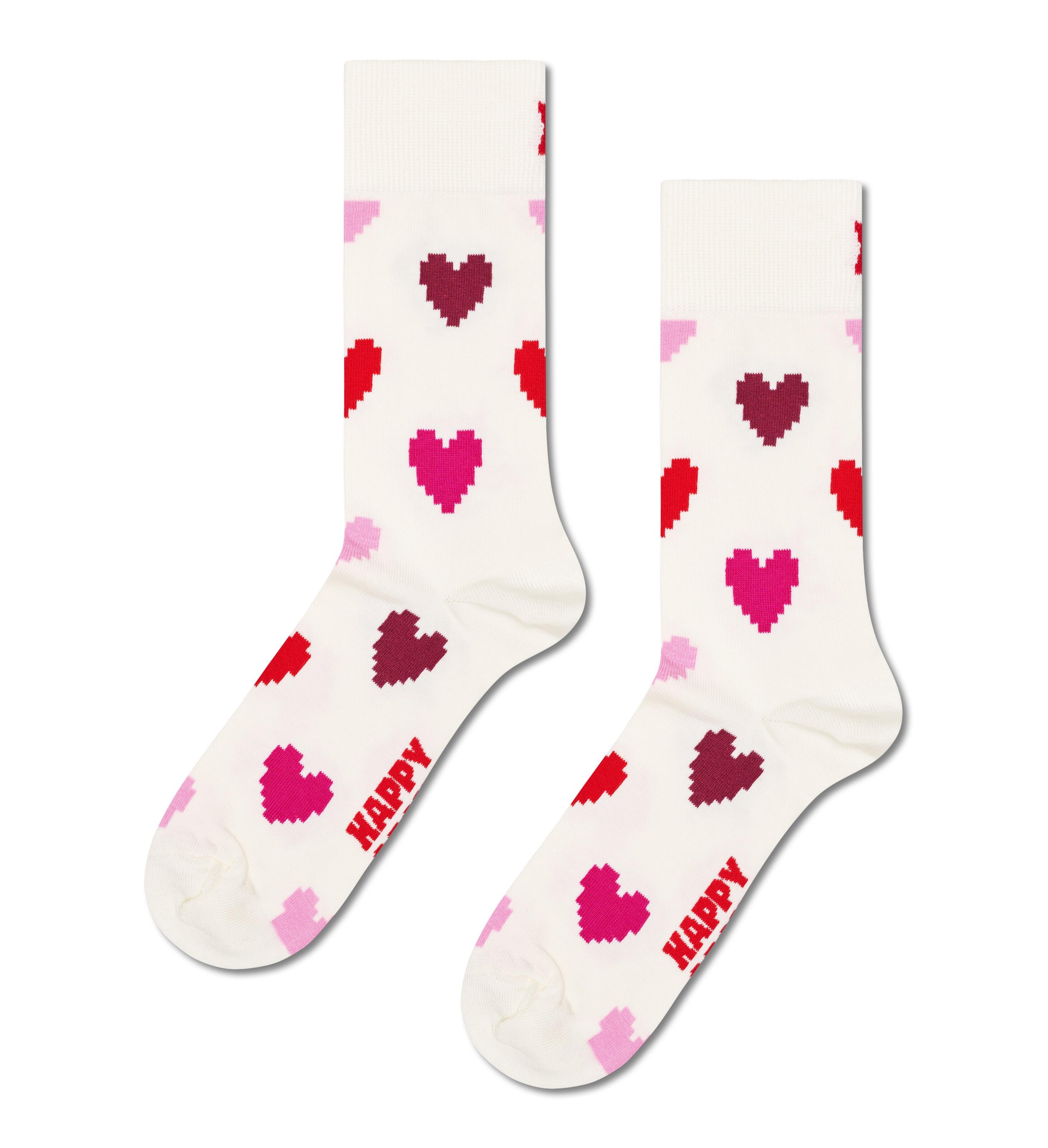 Happy Socks - Pixel Heart Sock Weiß - Gr. - 38