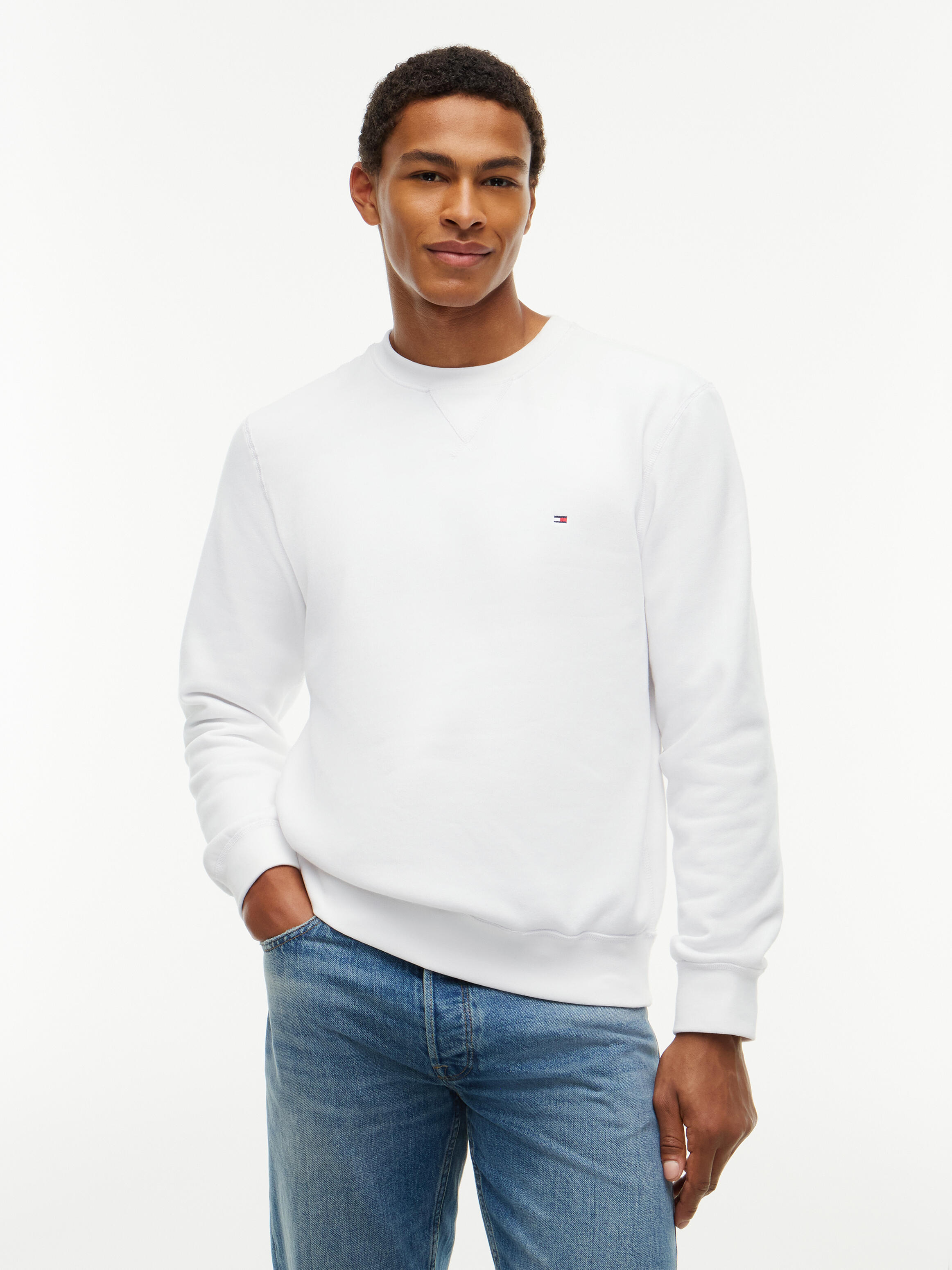 Tommy Hilfiger Herren Weiß Sweatshirt Essential Mw0mw37232 Regular Fit - Bild 3