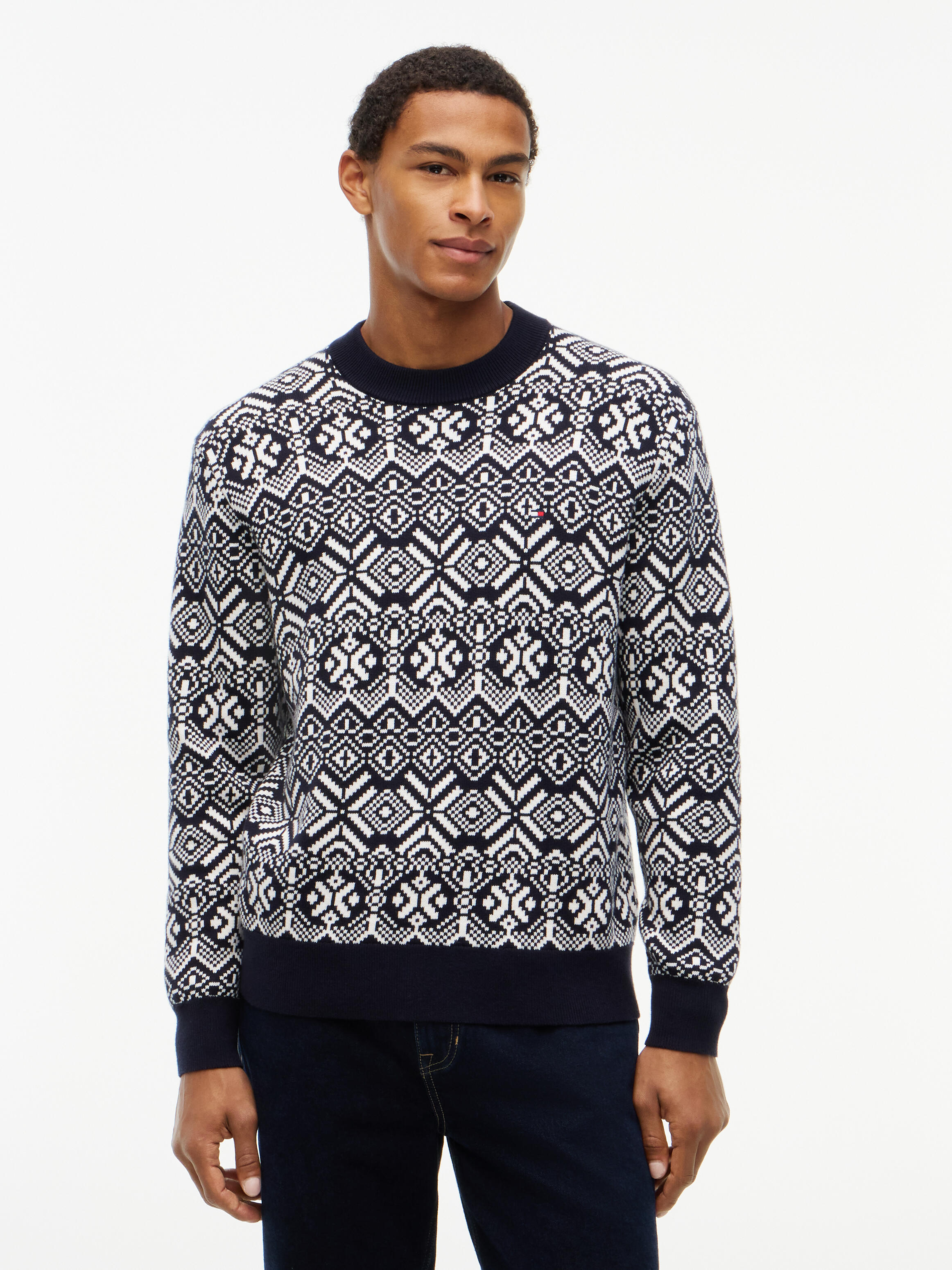 Tommy Hilfiger Aop Fairisle Cotton Crew Neck, Blue - Bild 3