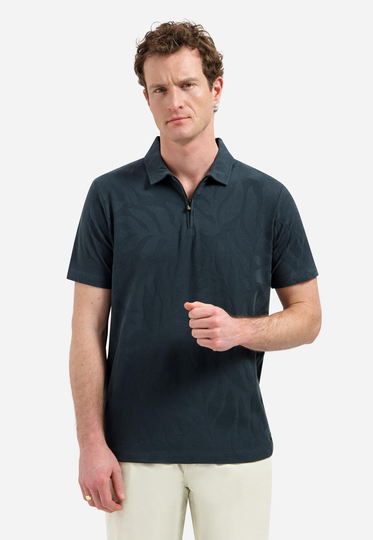 No Excess Half Zip Poloshirt Jacquard Dark Steel - Größe XL - Bild 4