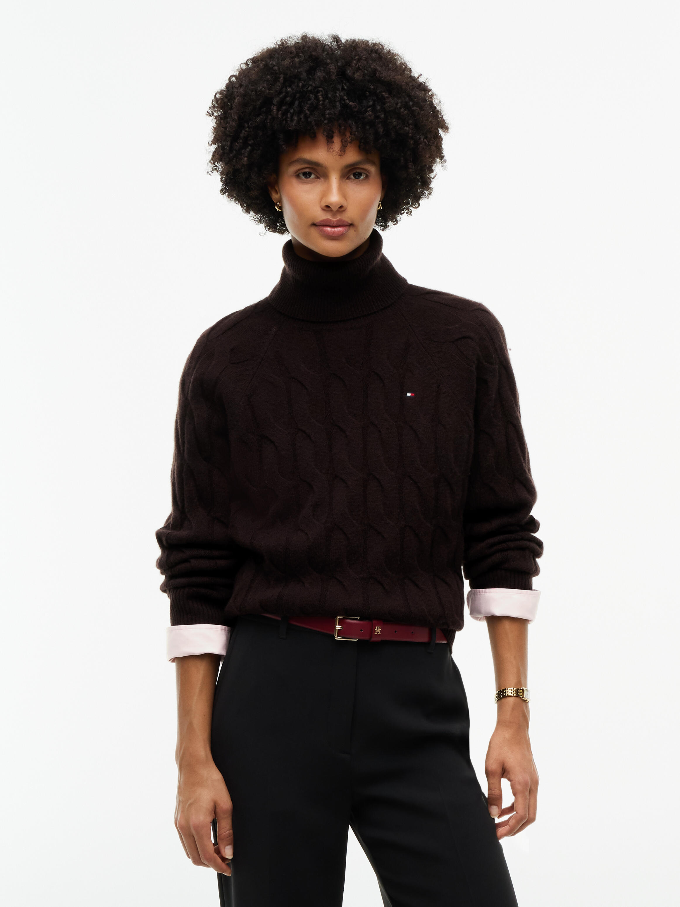 Tommy Hilfiger Damen Dunkelbraun Rollkragenpullover Ww0ww46791 Regular Fit - Bild 2
