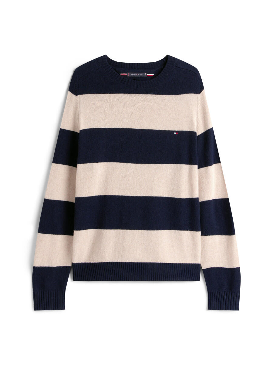 Tommy Hilfiger Beige/Blau - Pullover Aus Reiner Wolle - Gr. - Xl