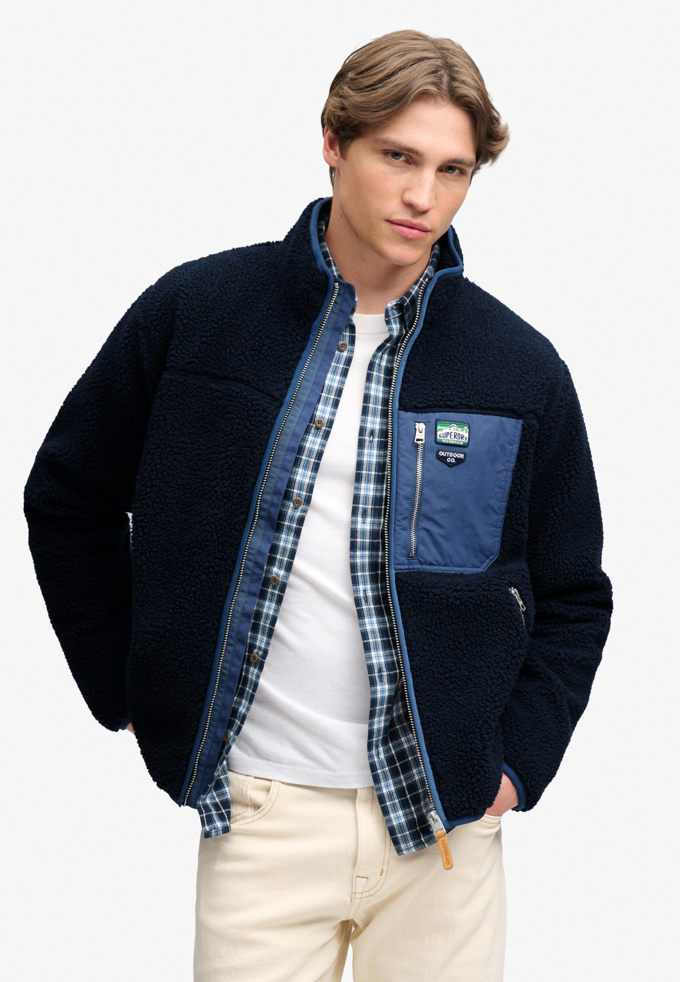 Superdry Jacke Vintage Retro Fleece Blau Dunkelblau Größe M - Bild 4